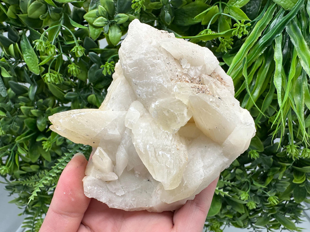 Calcite on Green Quartz: Laki Bulgaria Healing Crystal