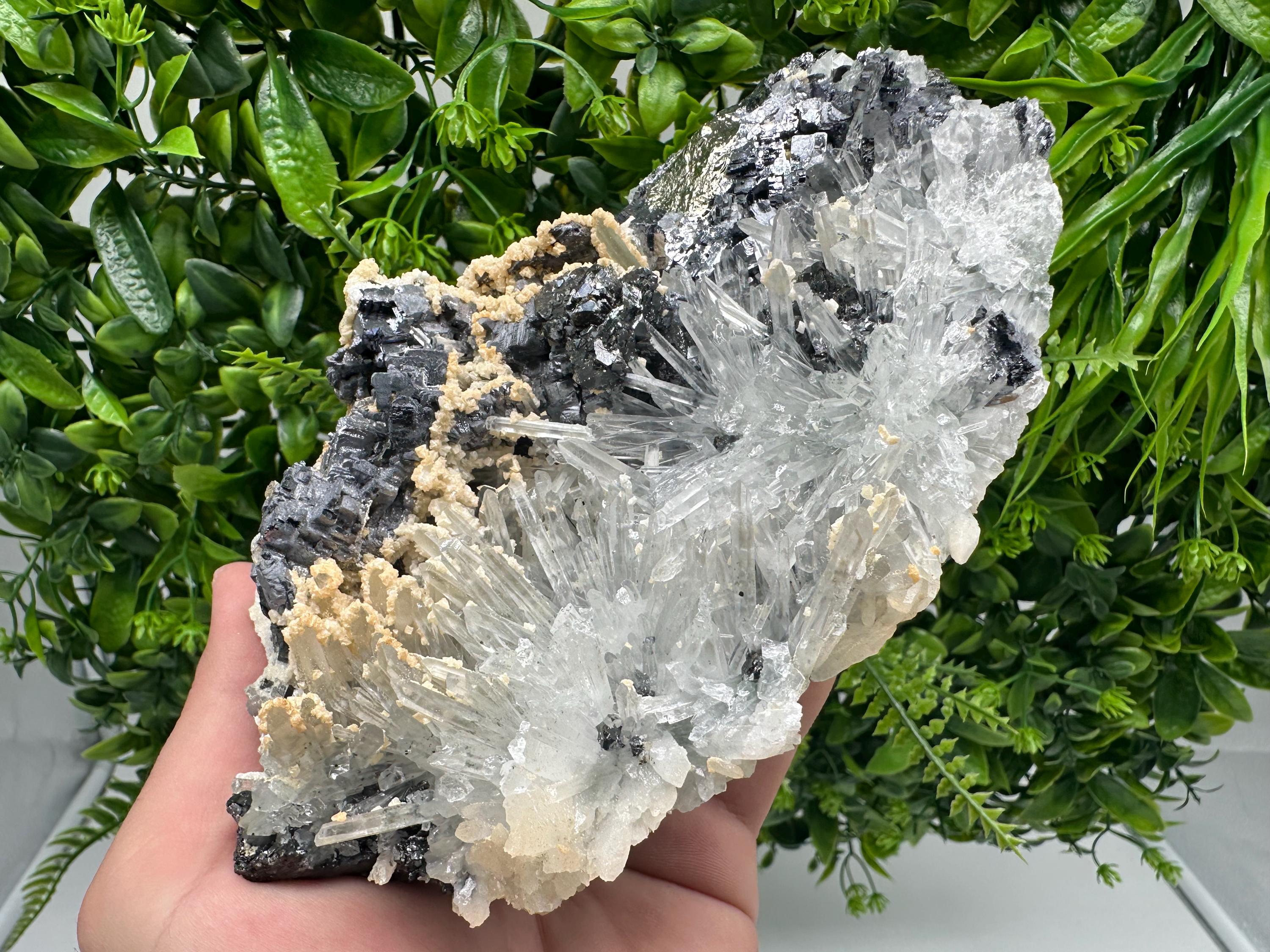 Galena Spinel Law on Quartz with Siderite, Krushev dol Mine, Bulgaria