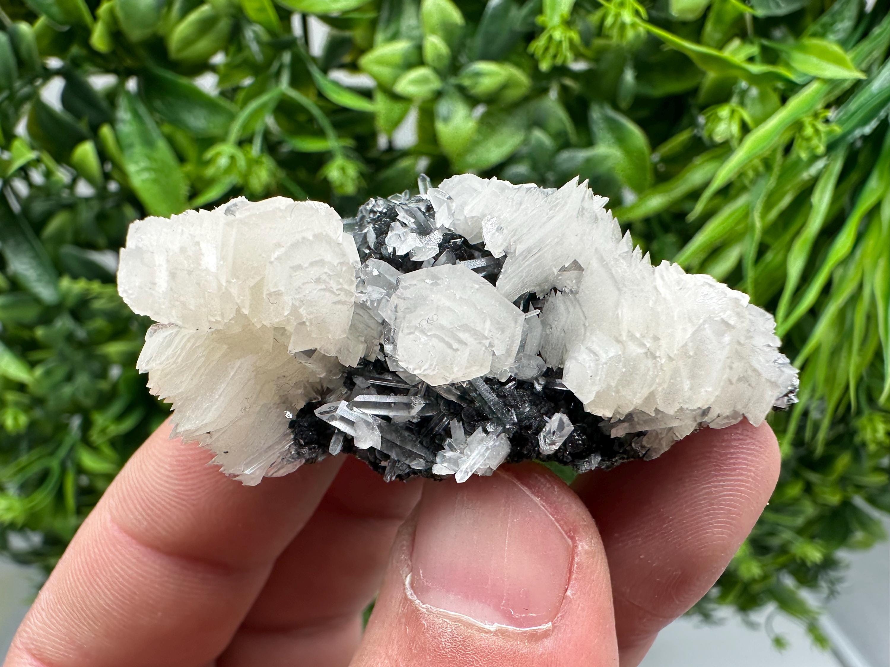 Borieva Mine Quartz Crystal, Calcite, Pyrite Specimen, Home Decor