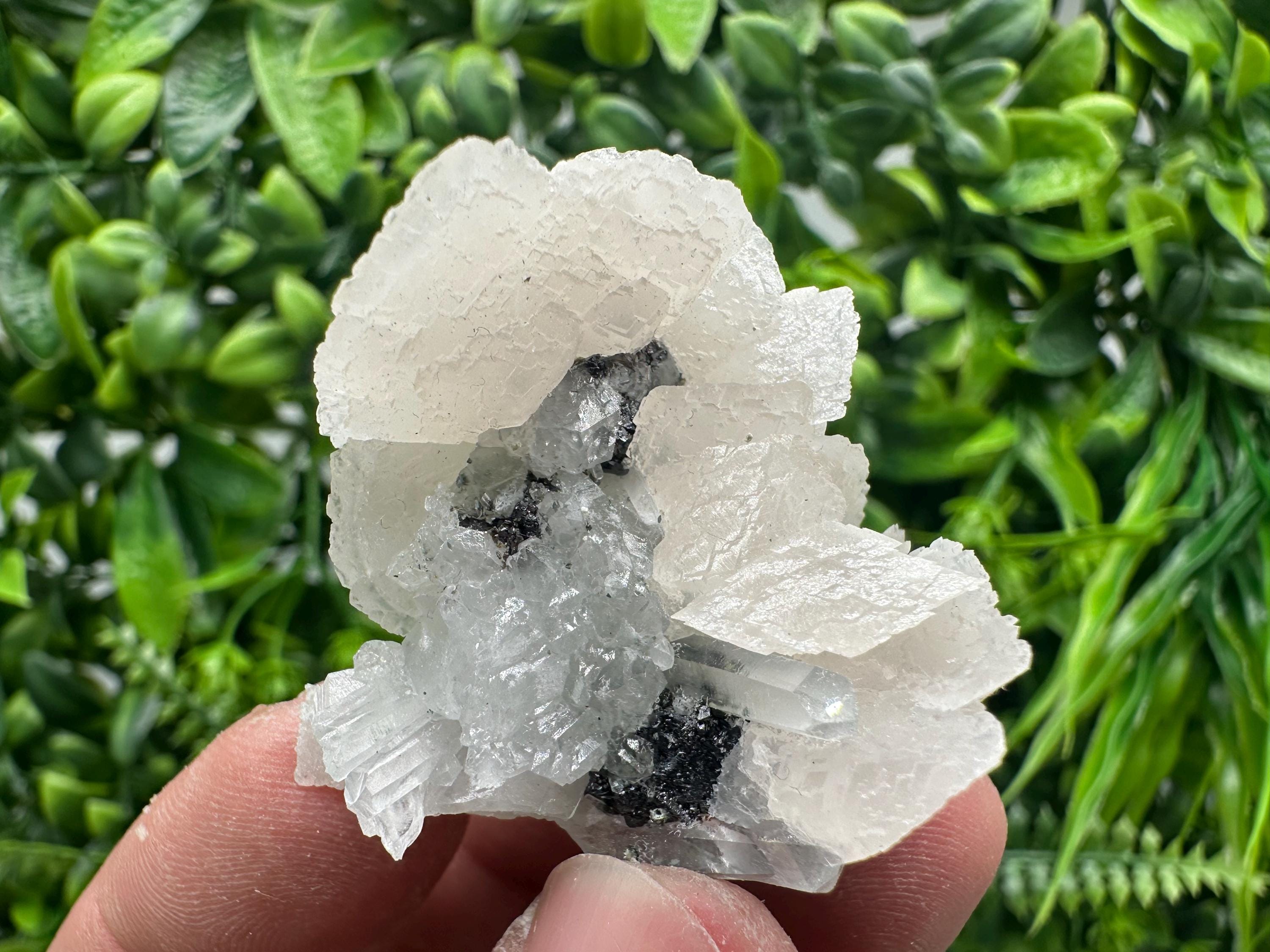 Calcite on Quartz with Sphalerite, Borieva Mine Mineral Specimen