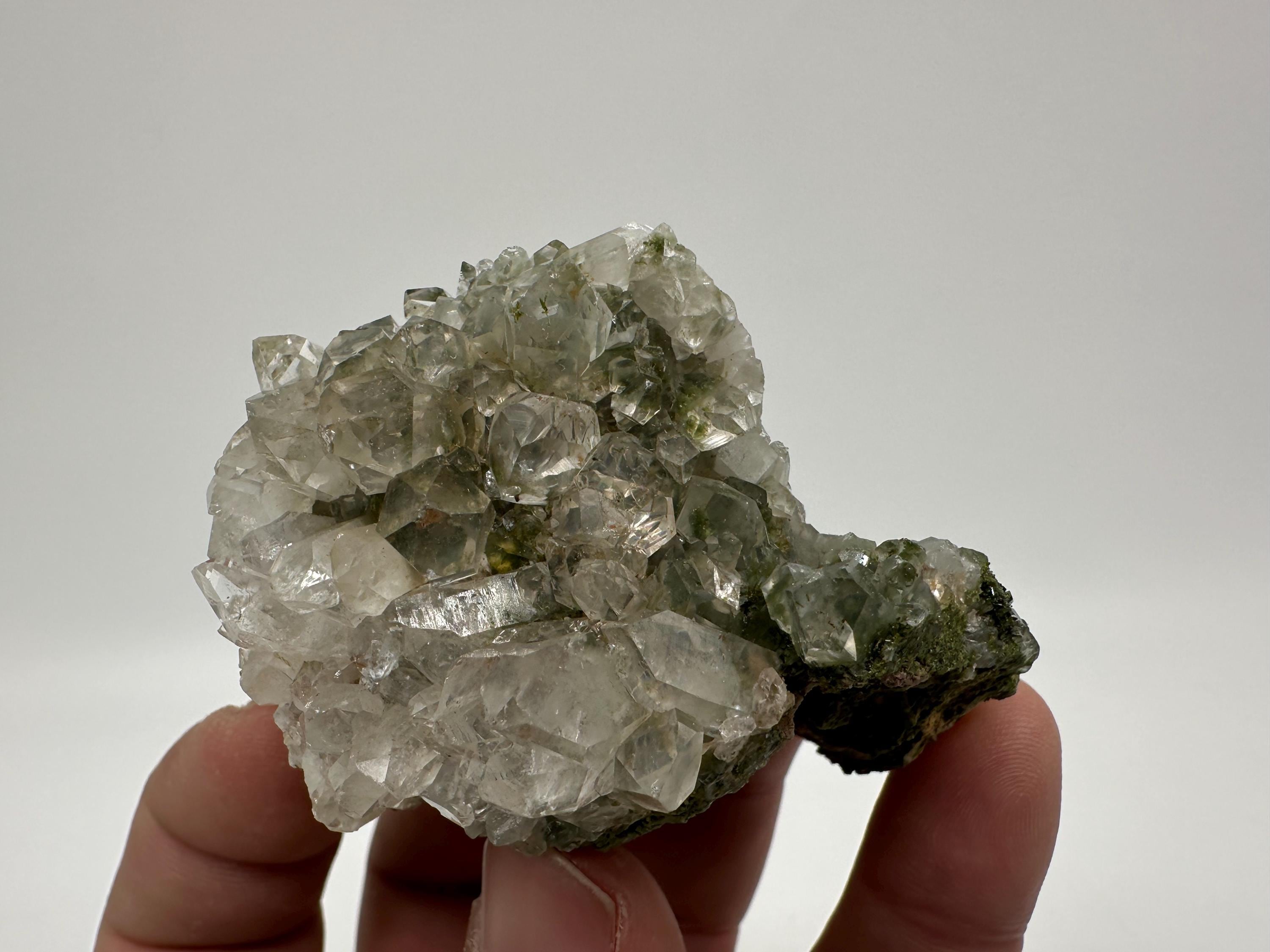 Rare Green Epidote Quartz Crystal Cluster - Eastern Anatolia, Turkey