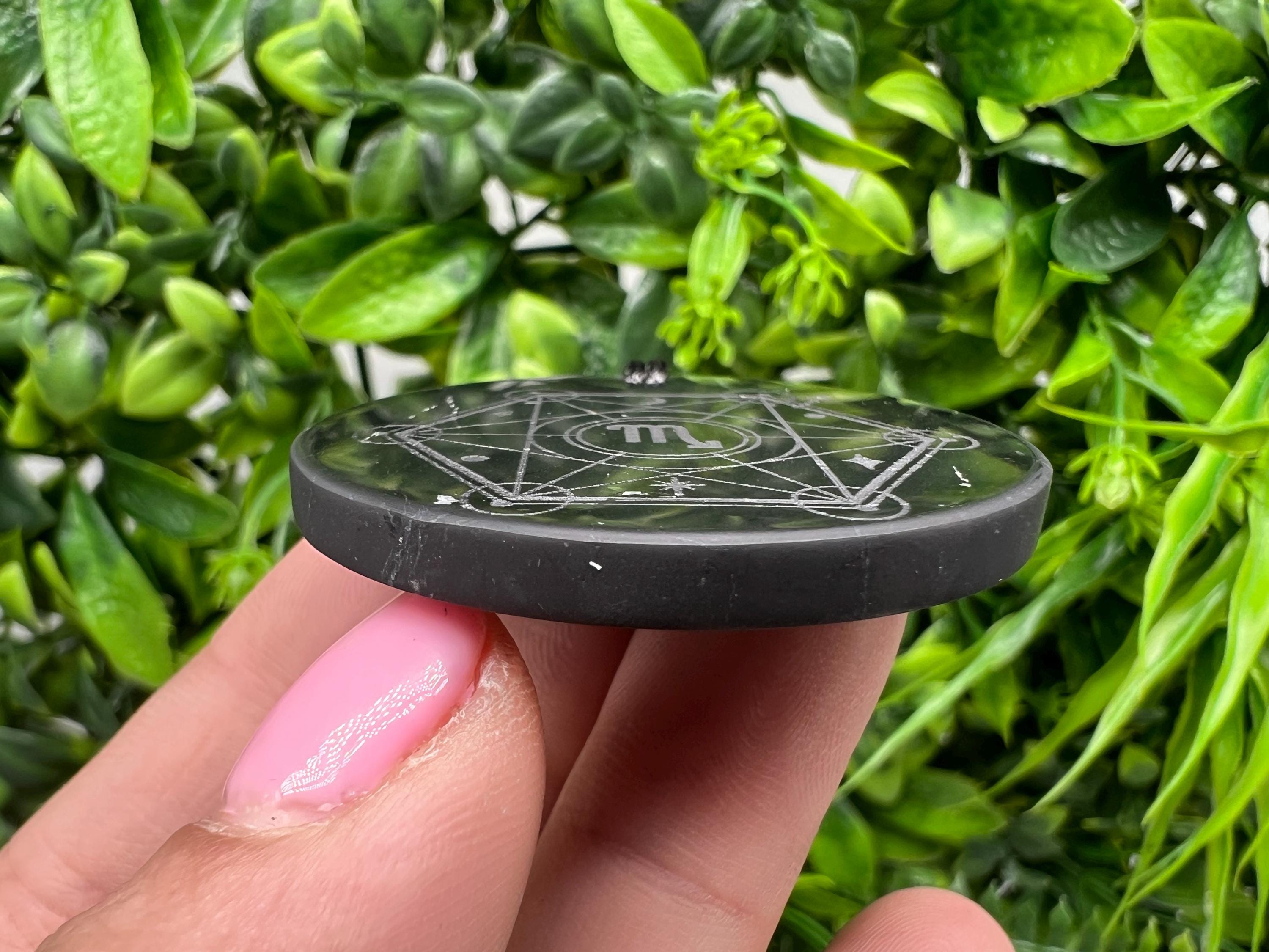 Shungite Scorpio Zodiac Pendant Necklace: EMF Protection Healing Stone