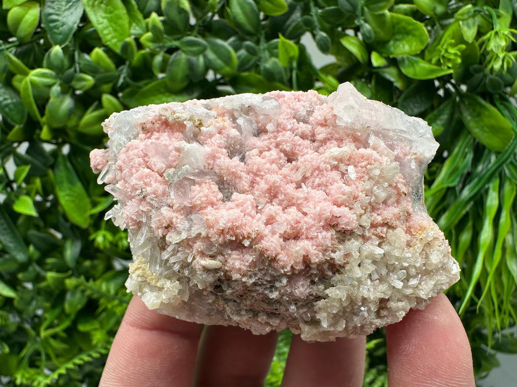Rhodochrosite on Quartz Specimen, Starnica Mine, Bulgaria