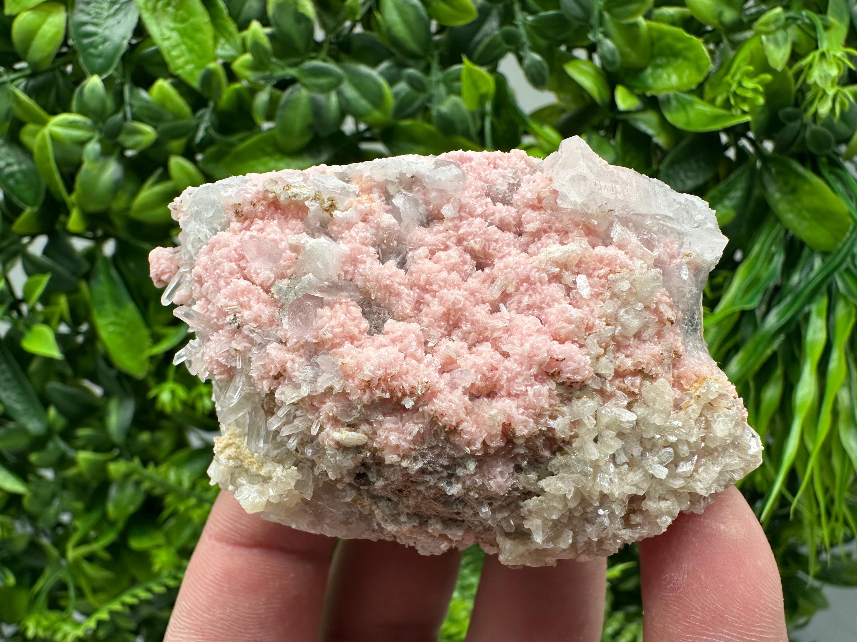 Rhodochrosite on Quartz Specimen, Starnica Mine, Bulgaria