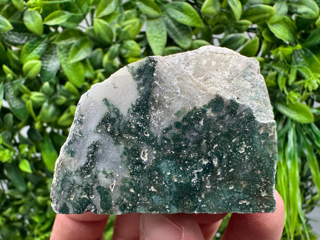 Polished Moss Agate Slab: Green Crystal Slice (6/4.5cm)