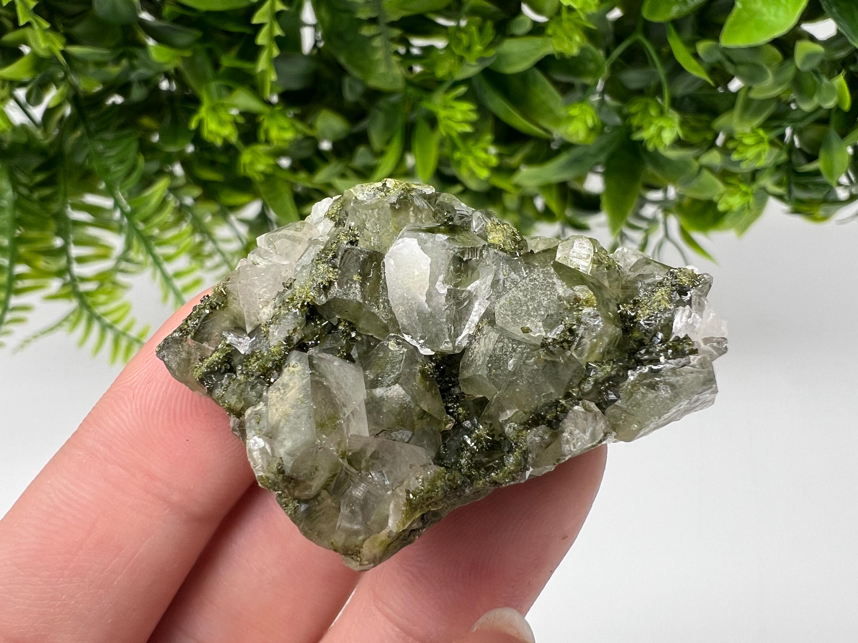 LARGE, Green Epidote with Quartz Crystals - Extremely Sparkly with Rainbows,souvenirs collection stone,gift,decor, Eastern Anatolian, Turkey