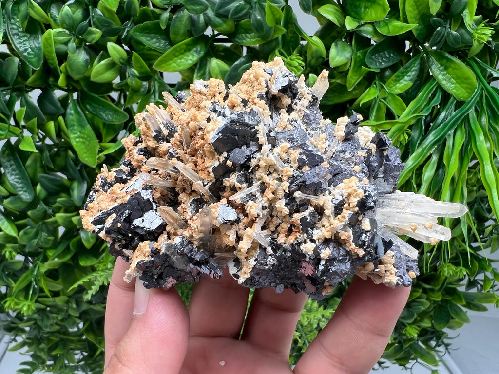Galena Spinel Law on Quartz with Siderite, Krushev Dol Mine, Bulgaria