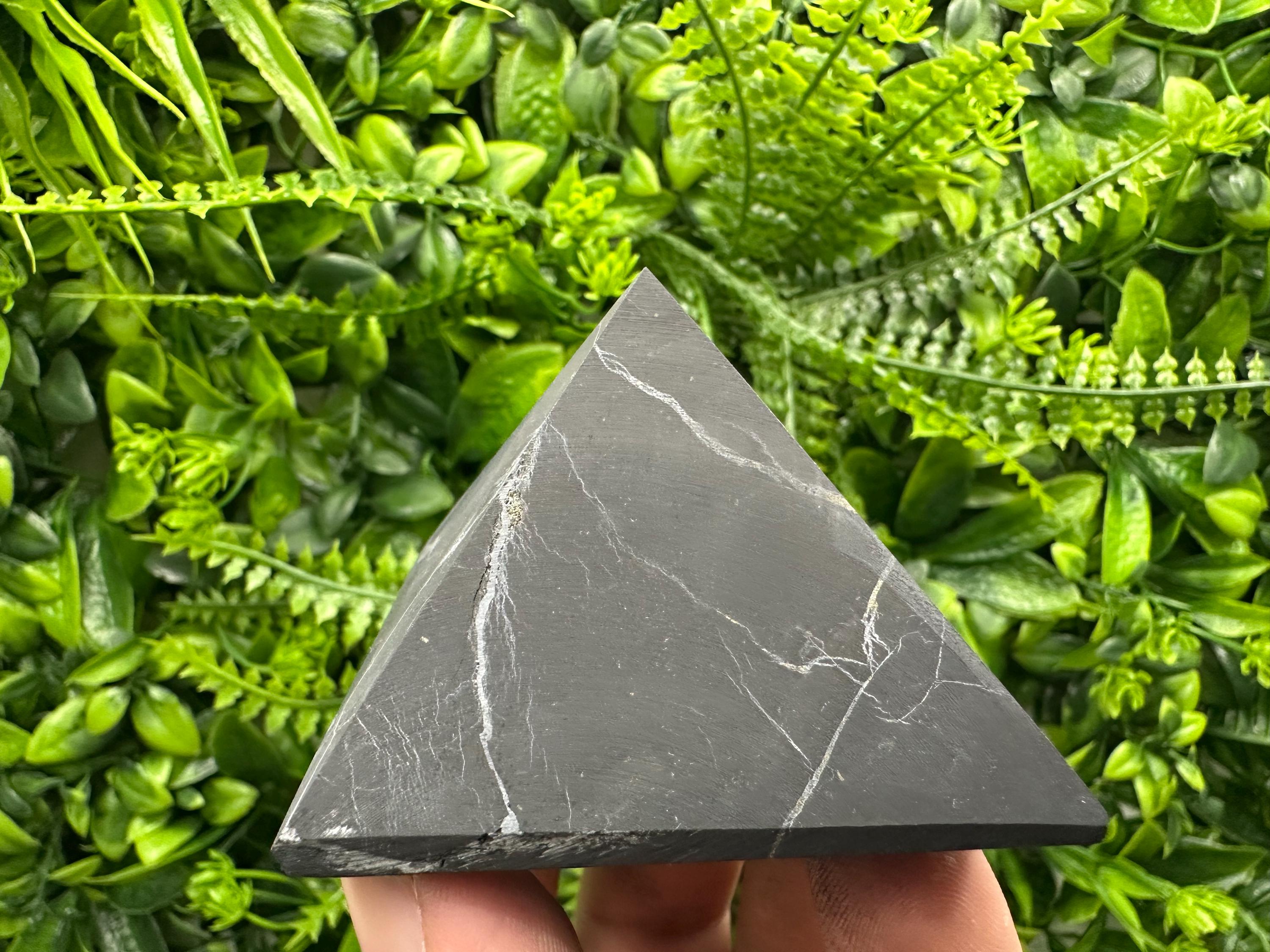 Shungite Pyramid (6cm): EMF & 5G Protection, Healing Crystal