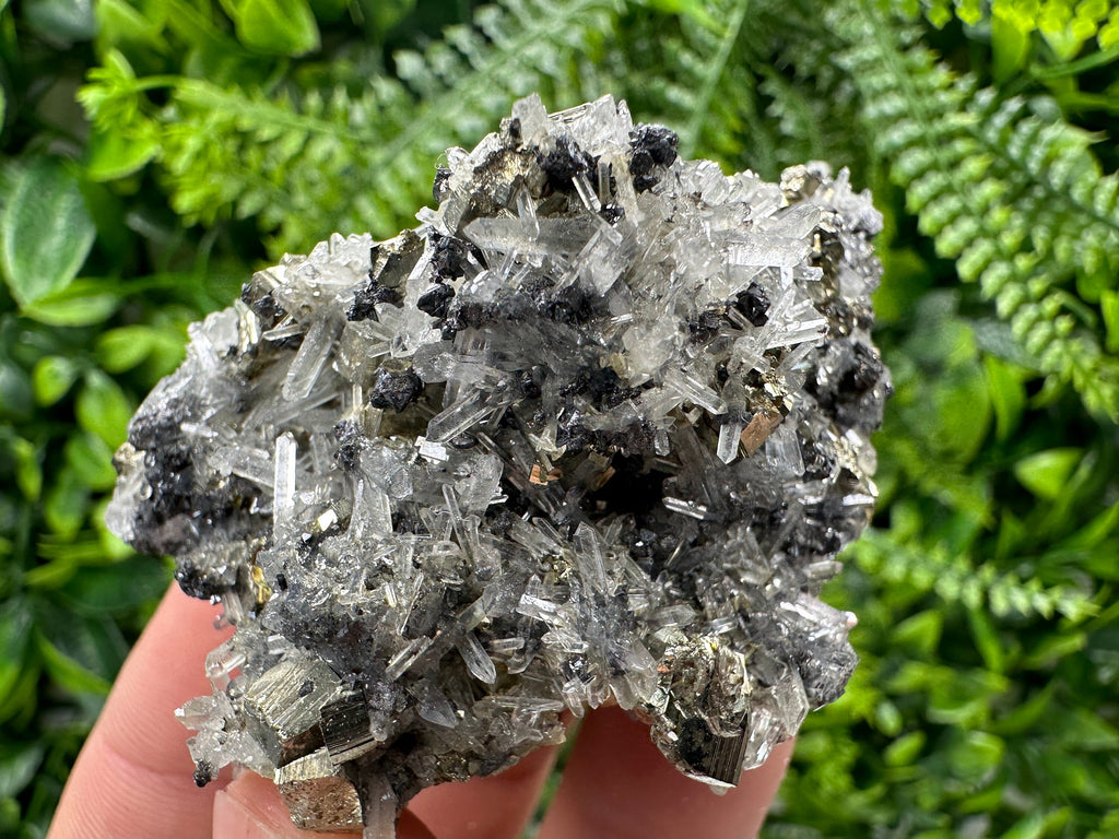 Pyrite on Quartz with Sphalerite, Borieva Mine Mineral Specimen