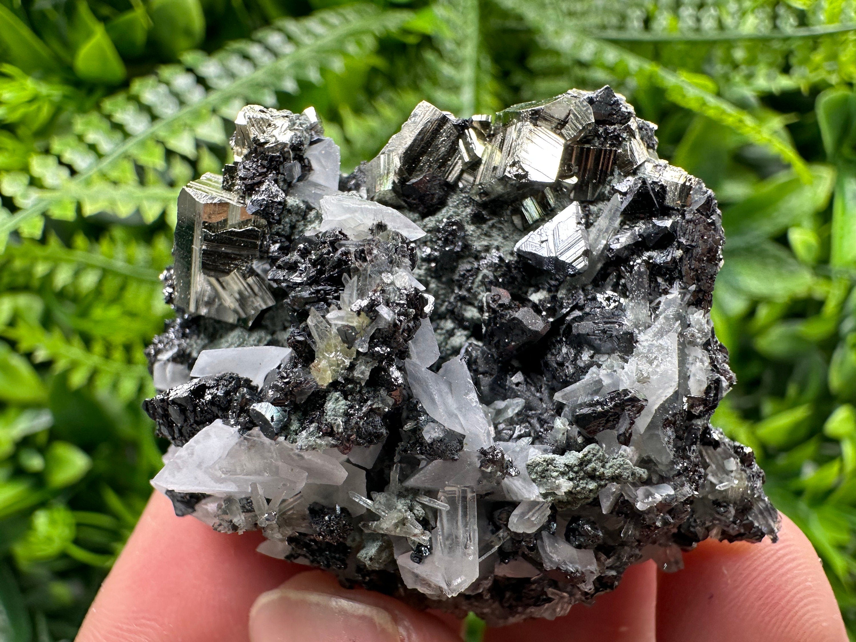Pyrite Sphalerite Quartz Calcite Mineral Specimen: Borieva Mine, Bulgaria