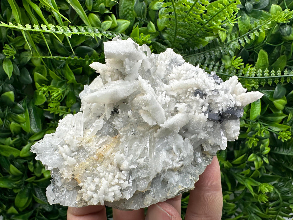 Calcite on Quartz with Galena, Borieva Mine Mineral Specimen
