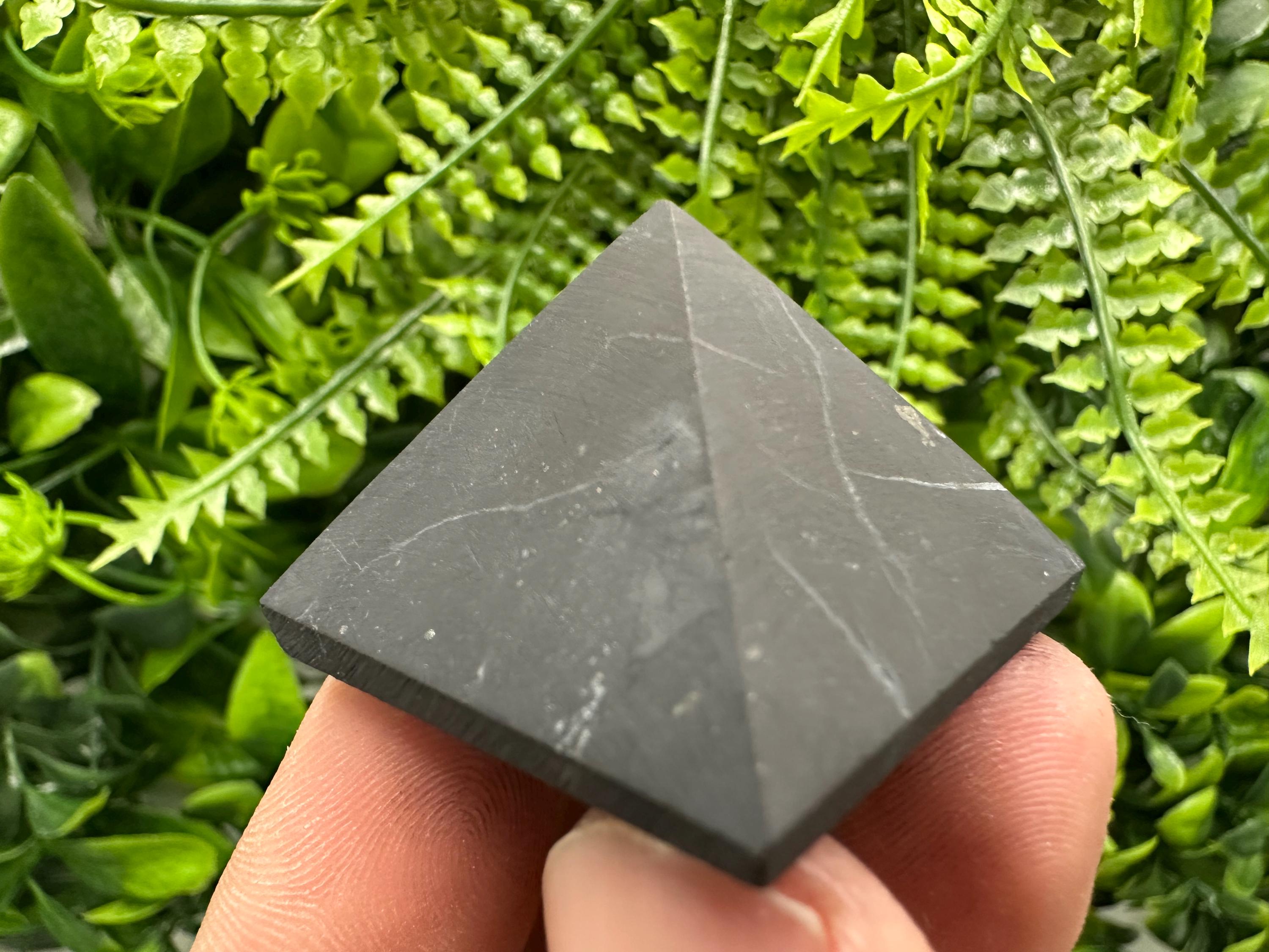 Shungite Pyramid 3cm: EMF & 5G Protection, Healing Crystal