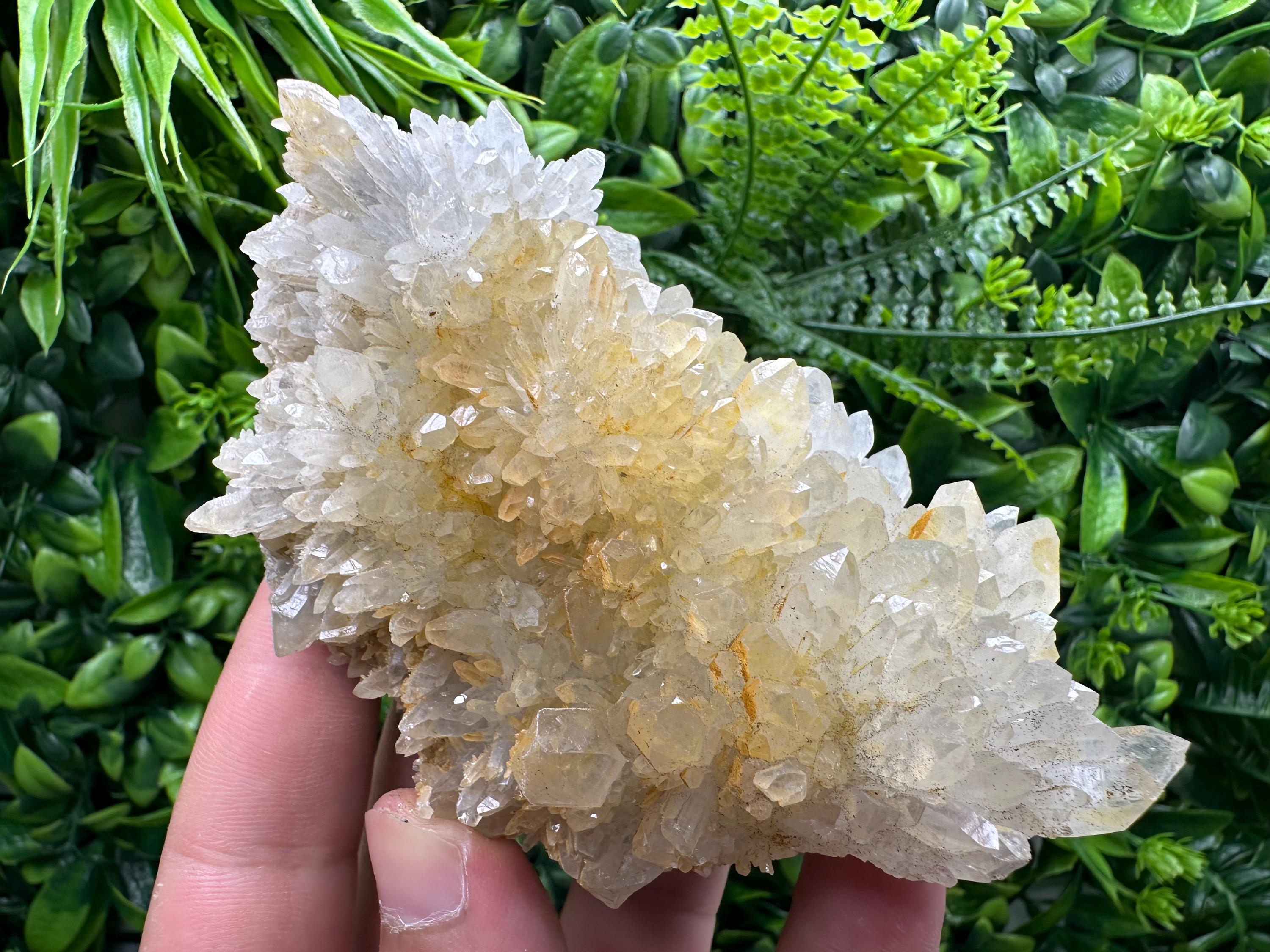 Limonite Quartz Crystal Cluster: Iron Oxide Mineral Specimen
