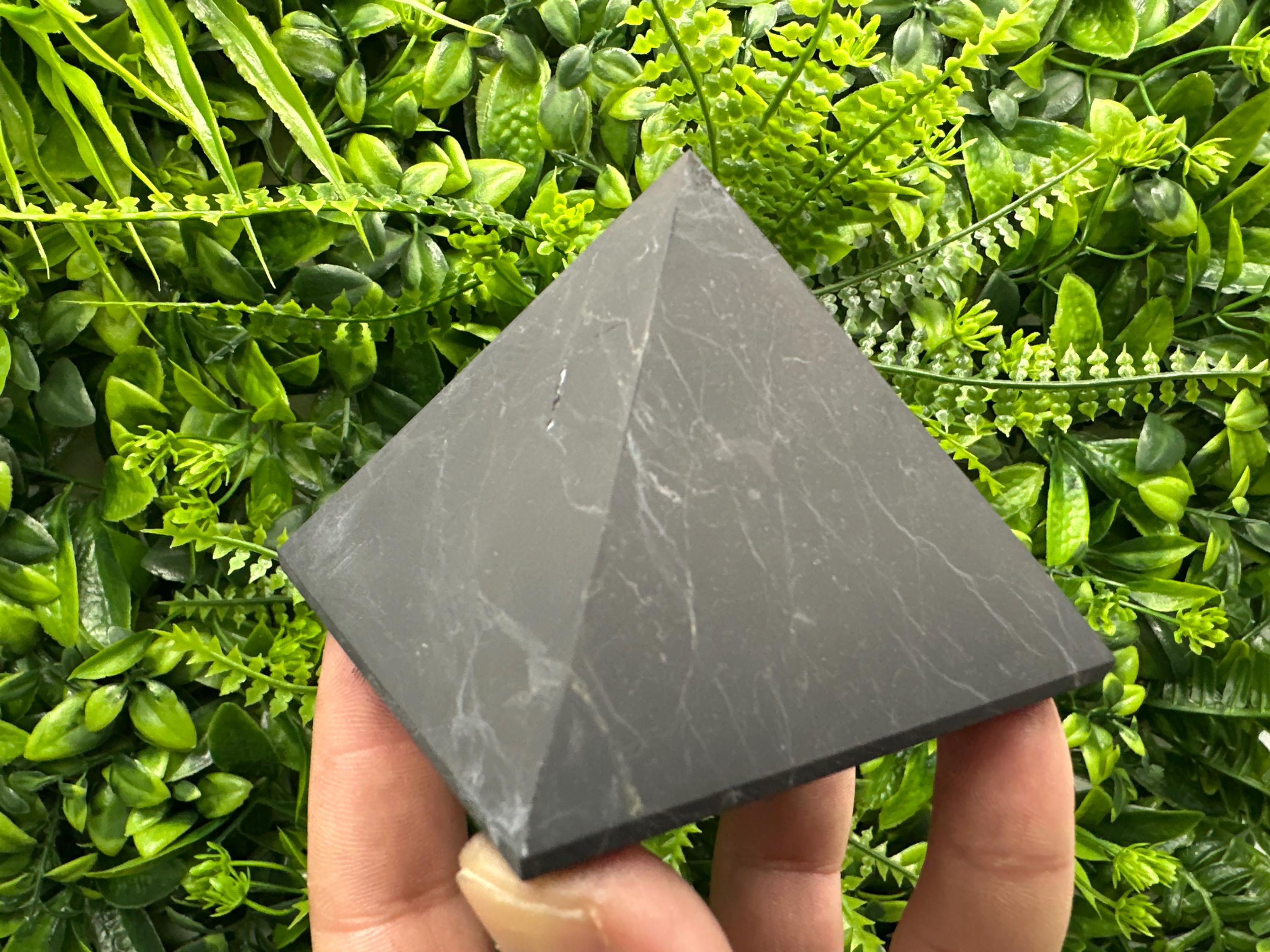 Shungite Pyramid (8cm): EMF & 5G Protection, Healing Crystal