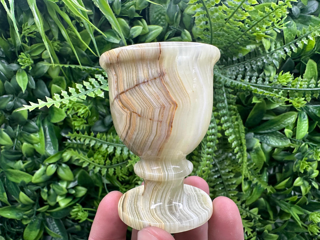 Vintage Natural Onyx Goblet: Unique Stone Cup (7cm)