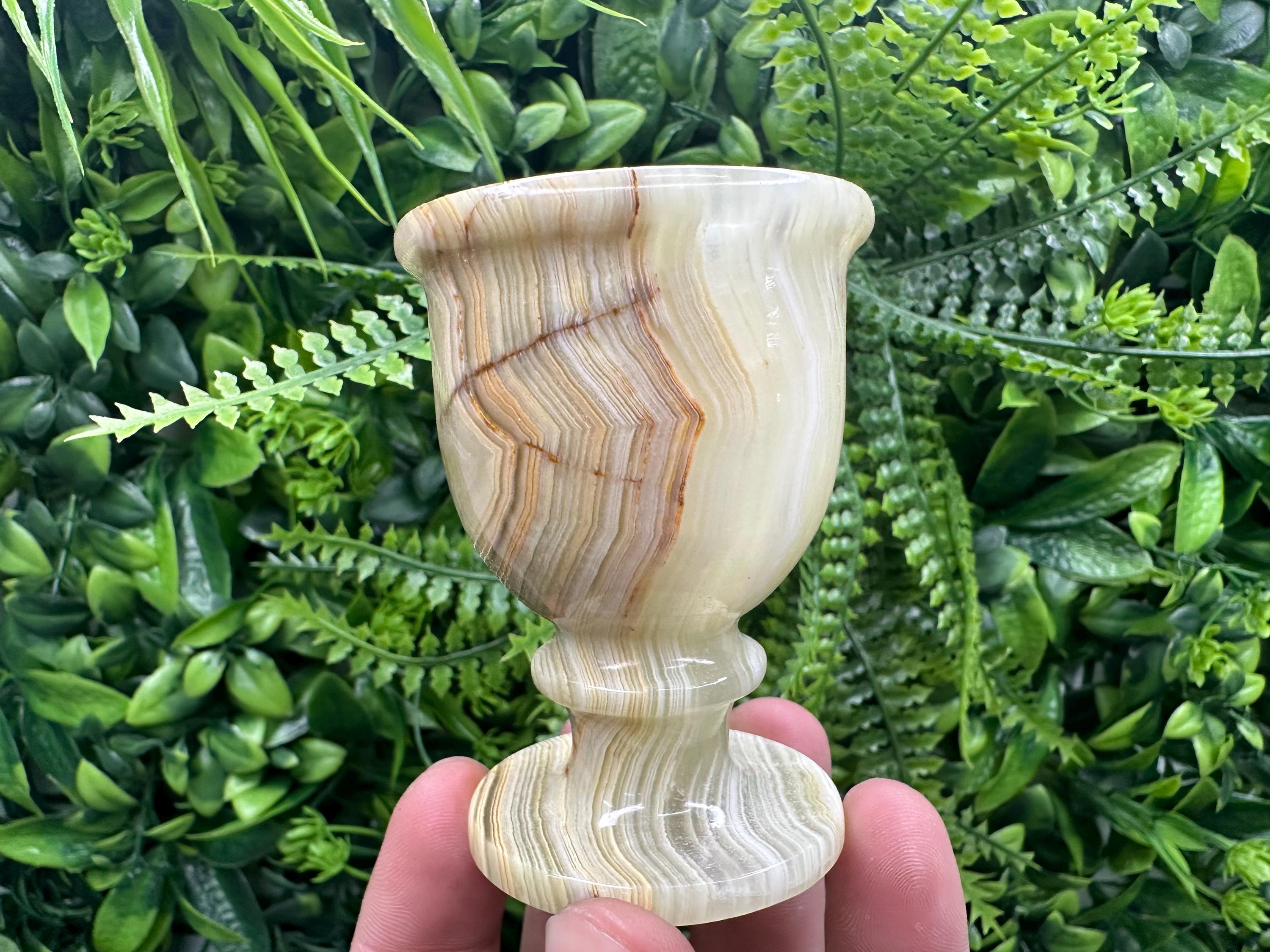 Vintage Natural Onyx Goblet: Unique Stone Cup (7cm)