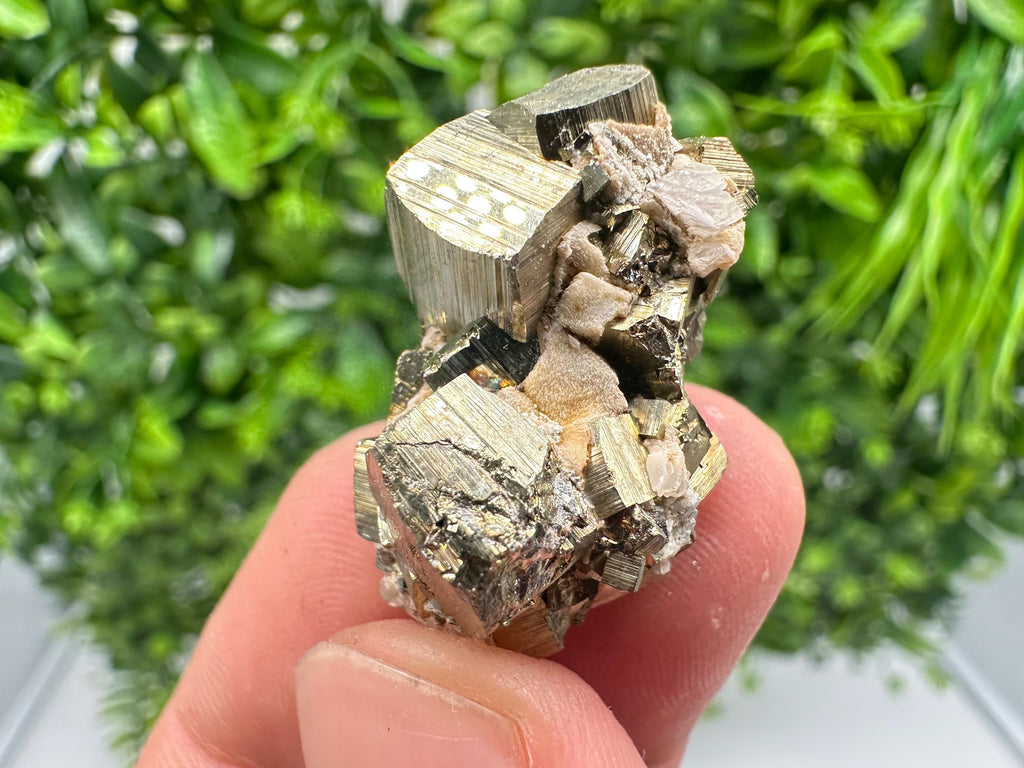 Rainbow Pyrite with Calcite, Natural Mineral Specimen, Bulgaria