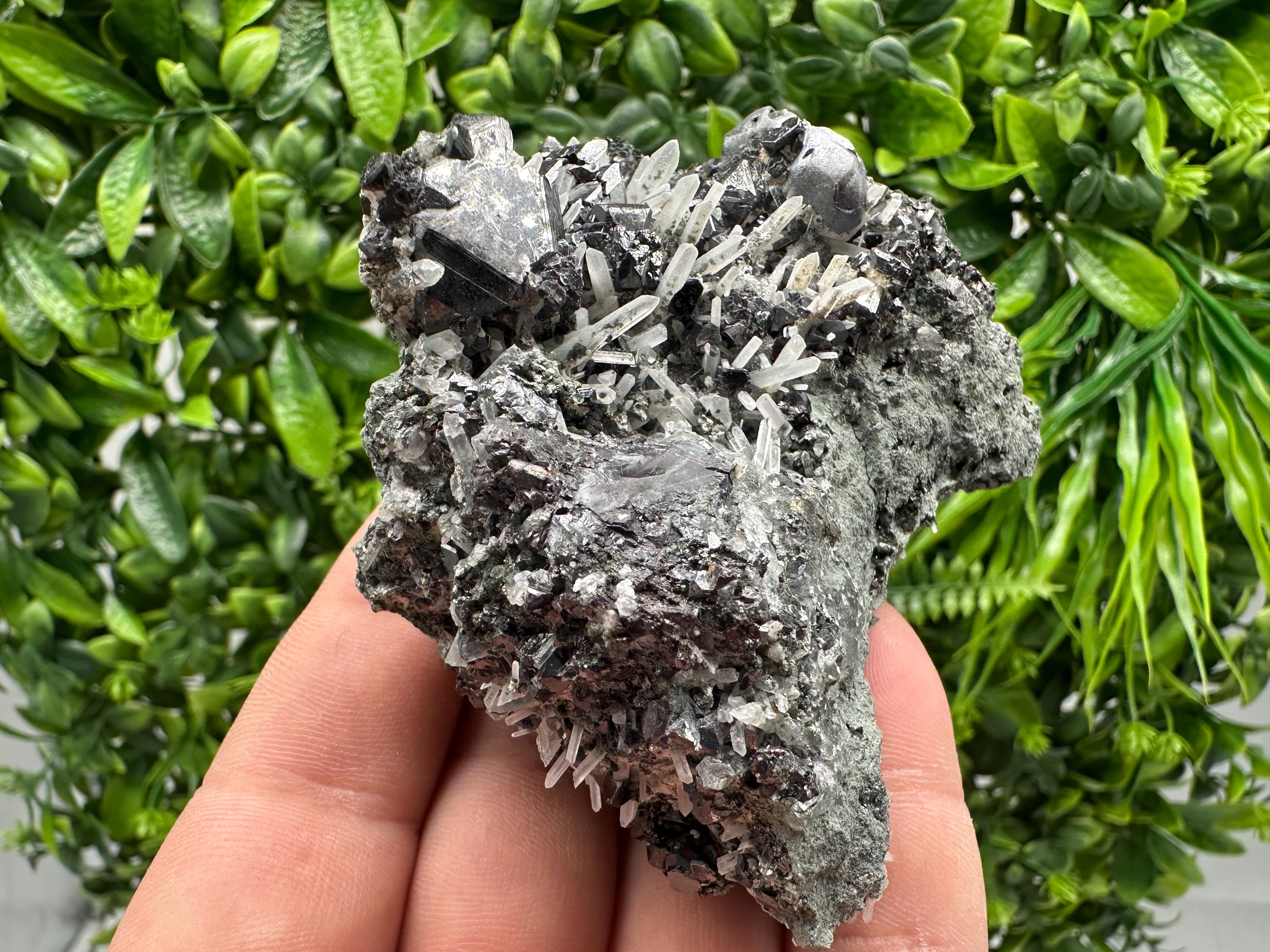 Lovely specimen Green Quartz inclusions Chlorite and Sphalerite/ Natural minerals/ Souvenir crystal gift minerals famous 9th September/Madan