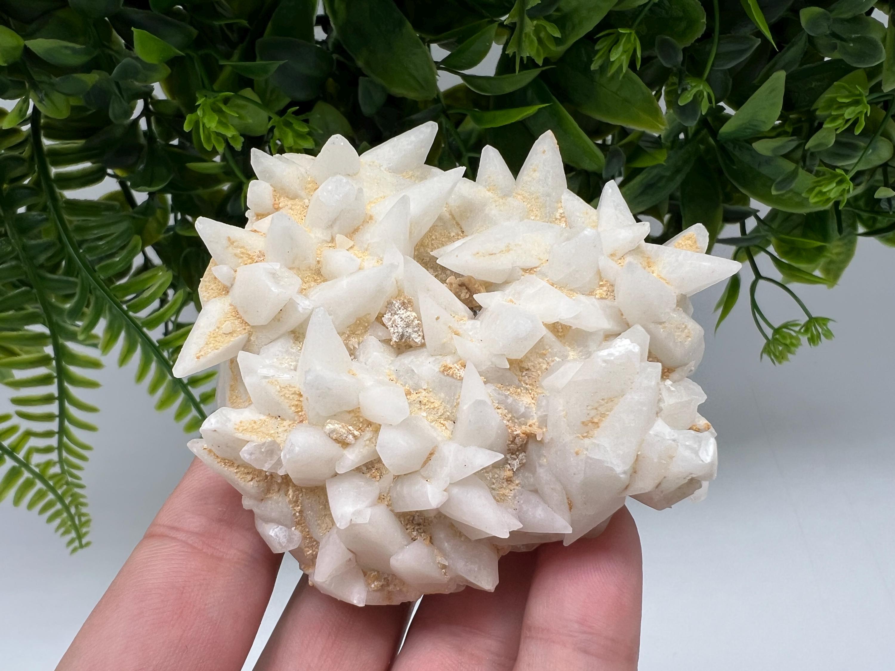 Calcite on Green Quartz: Djurcovo Mine, Bulgaria Healing Crystal