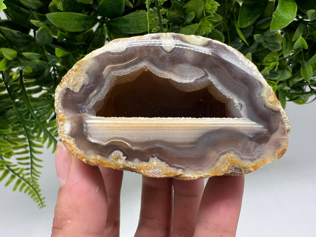 Natural Agate Geode, Druzy Quartz Crystal (8/4.5/5 cm)
