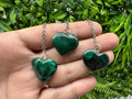 Natural Malachite Heart Bangle: Handmade Stretch Healing Reiki Jewelry