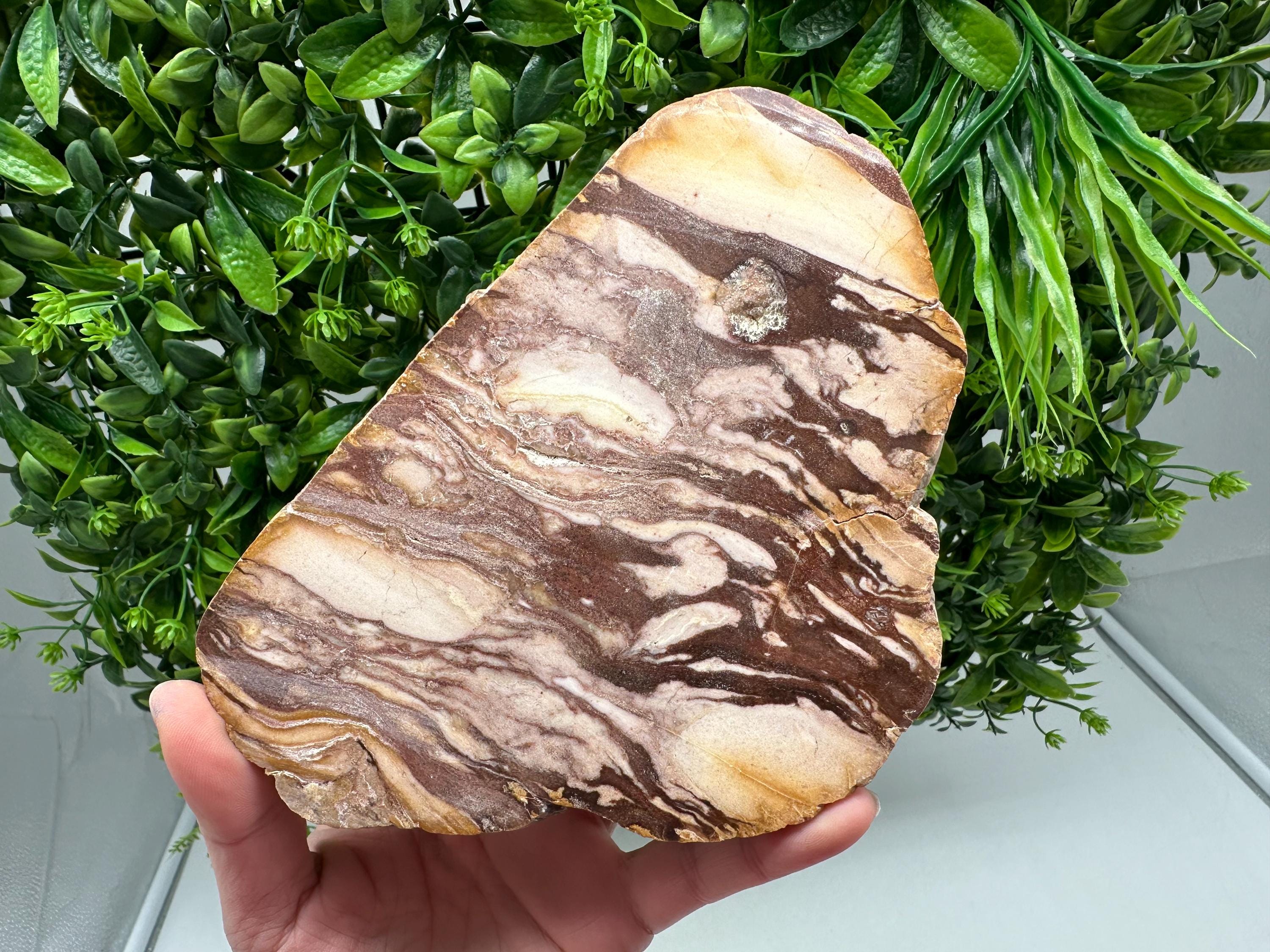Landscape Jasper Slab – Natural Jasper Slice – Polished Stone Plate – Crystal Display Piece – Grounding Stone Decor –Unique Mineral Specimen