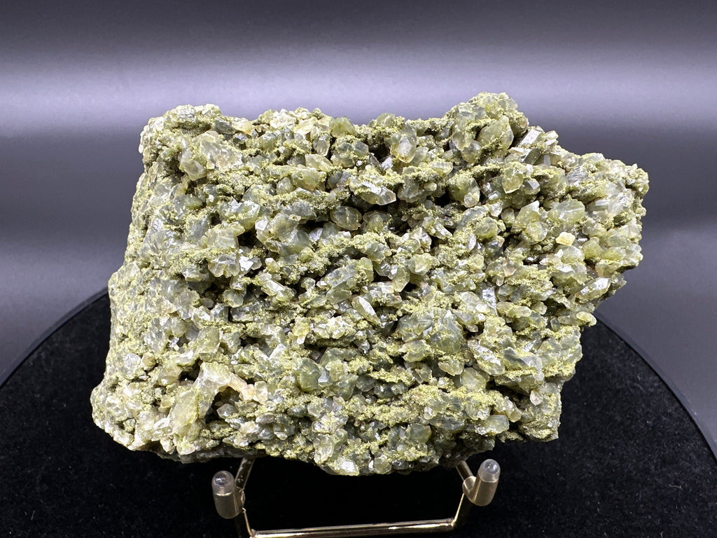 Rare Green Epidote with Quartz Crystals: Sparkly Rainbow Mineral Decor