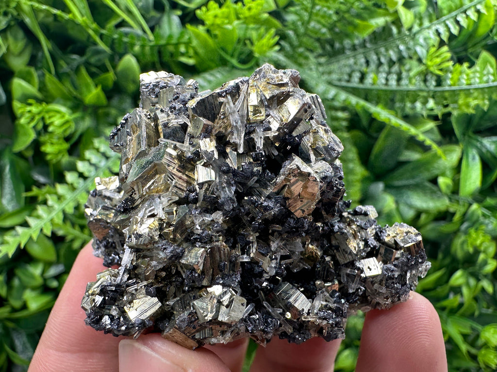 Rainbow Pyrite with Sphalerite and Quartz, Borieva Mine Mineral Specimen