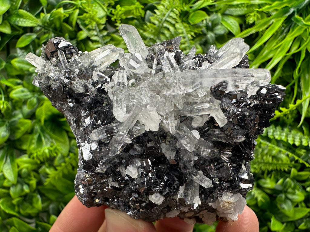 Quartz Calcite on Sphalerite: Natural Crystal Mineral Decor