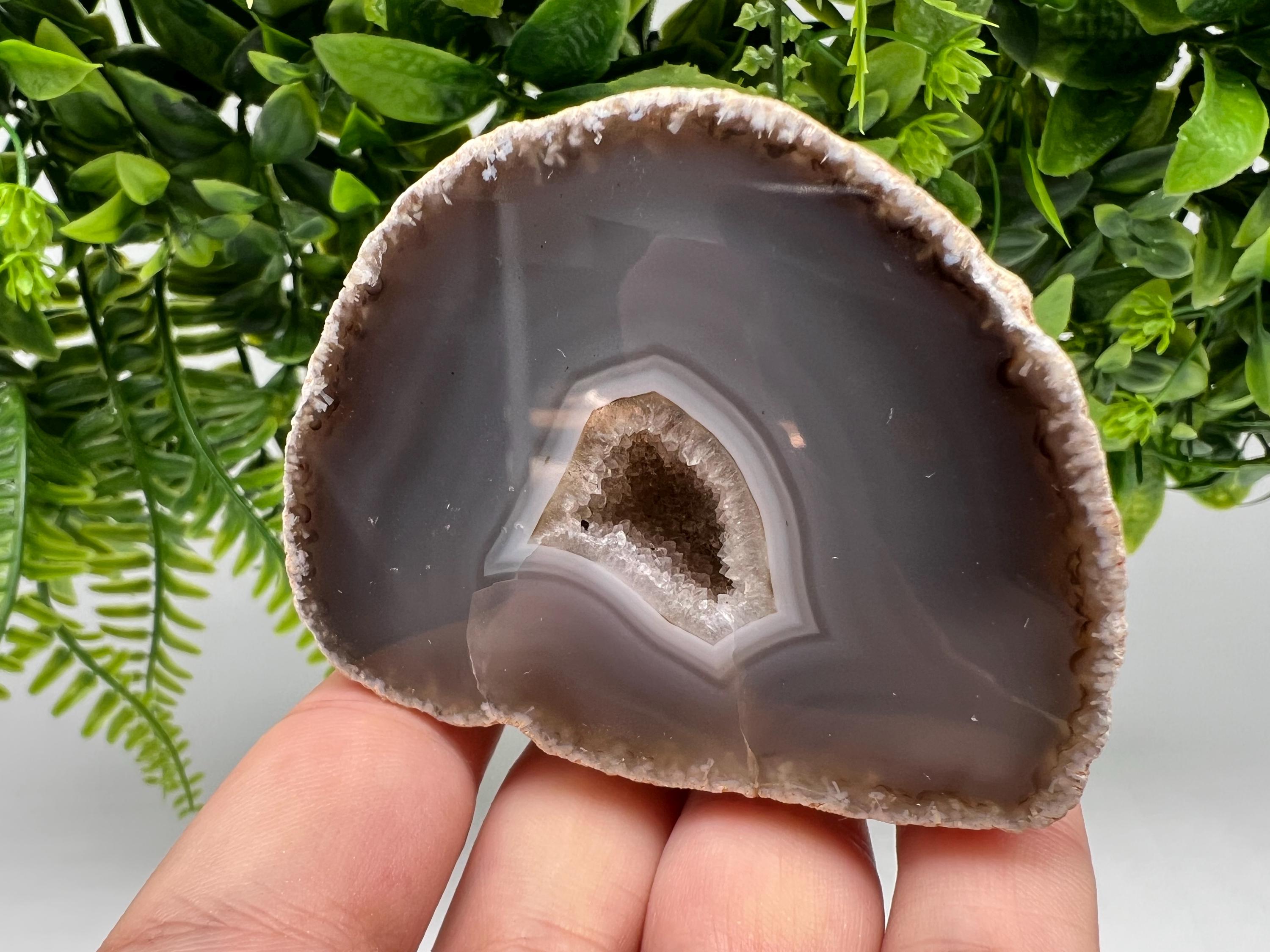 Blue Agate Druzy Geode, Natural Quartz Crystal (7.5/5.5/5.5 cm)