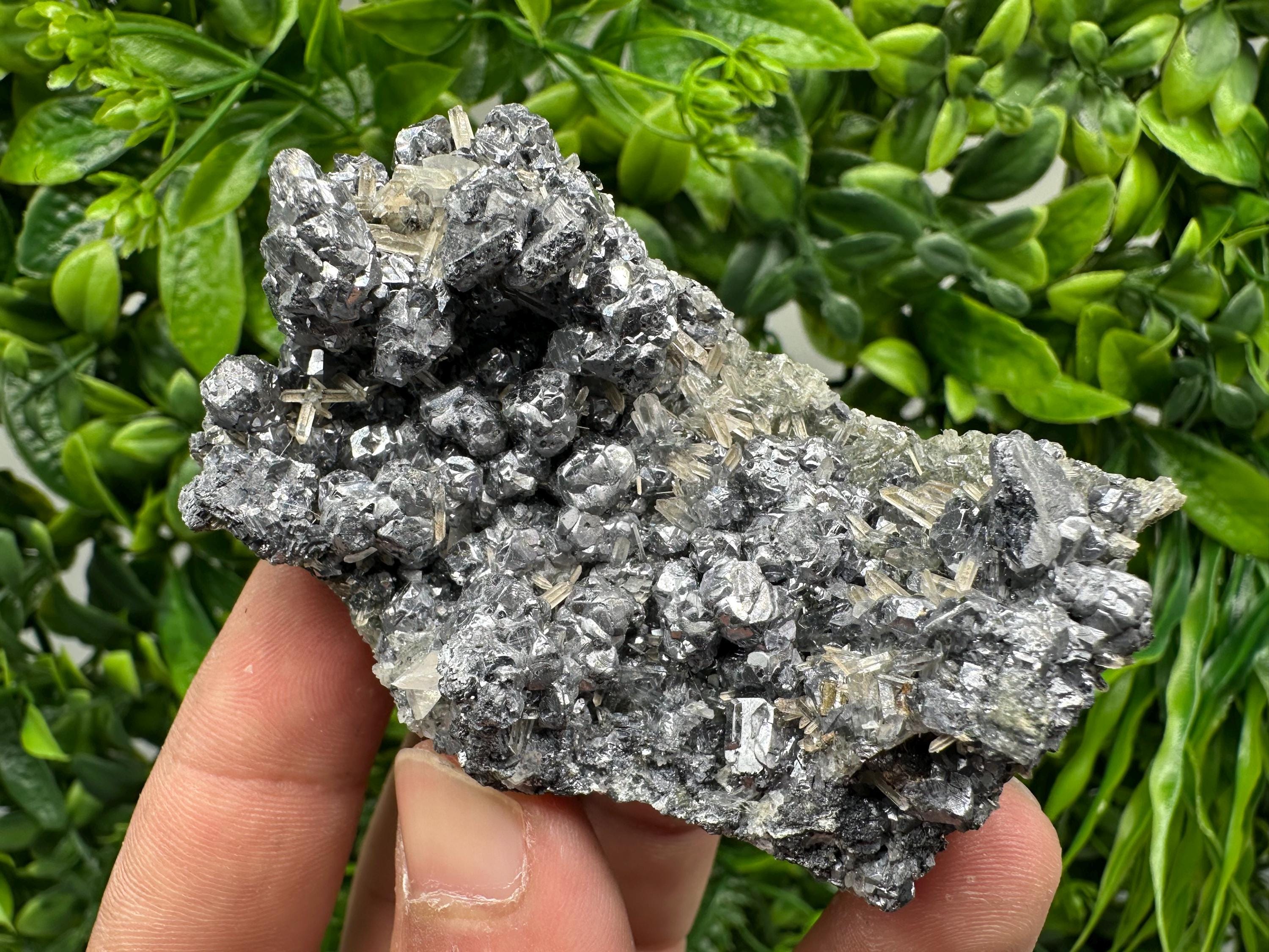Stunning Shiny Galena,Sphalerite on needle Quartz,from Borieva mine,Bulgaria natural mine Souvenir crystal,collectors speciment,gift,stone