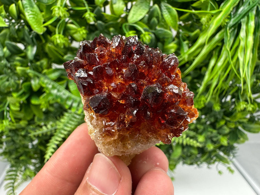 Citrine Crystal Cluster with Hematite Inclusions: Natural Phantom Mineral