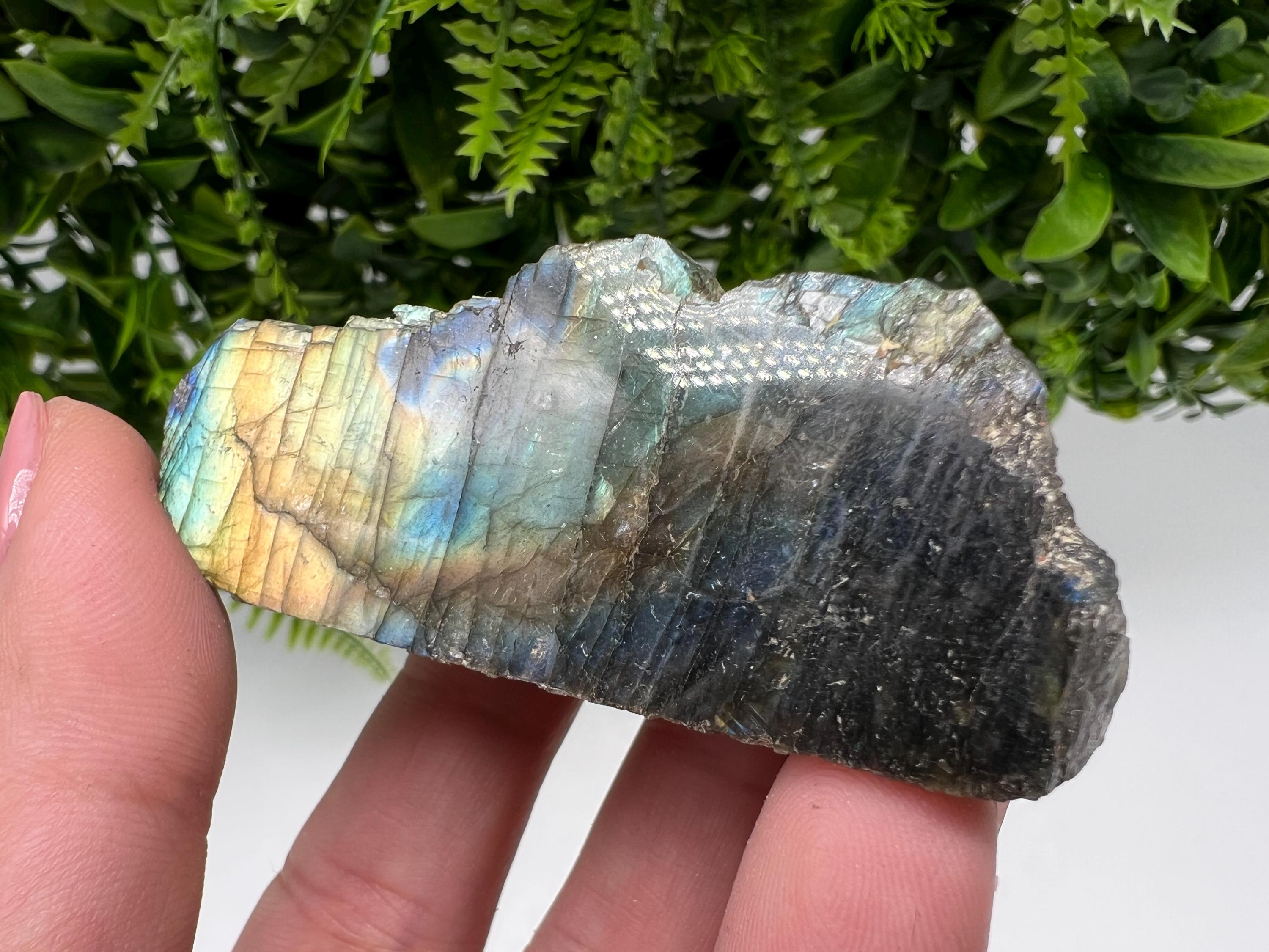 Polished Labradorite Slab: Multifire Crystal Decor - 7x3.3x2.5cm