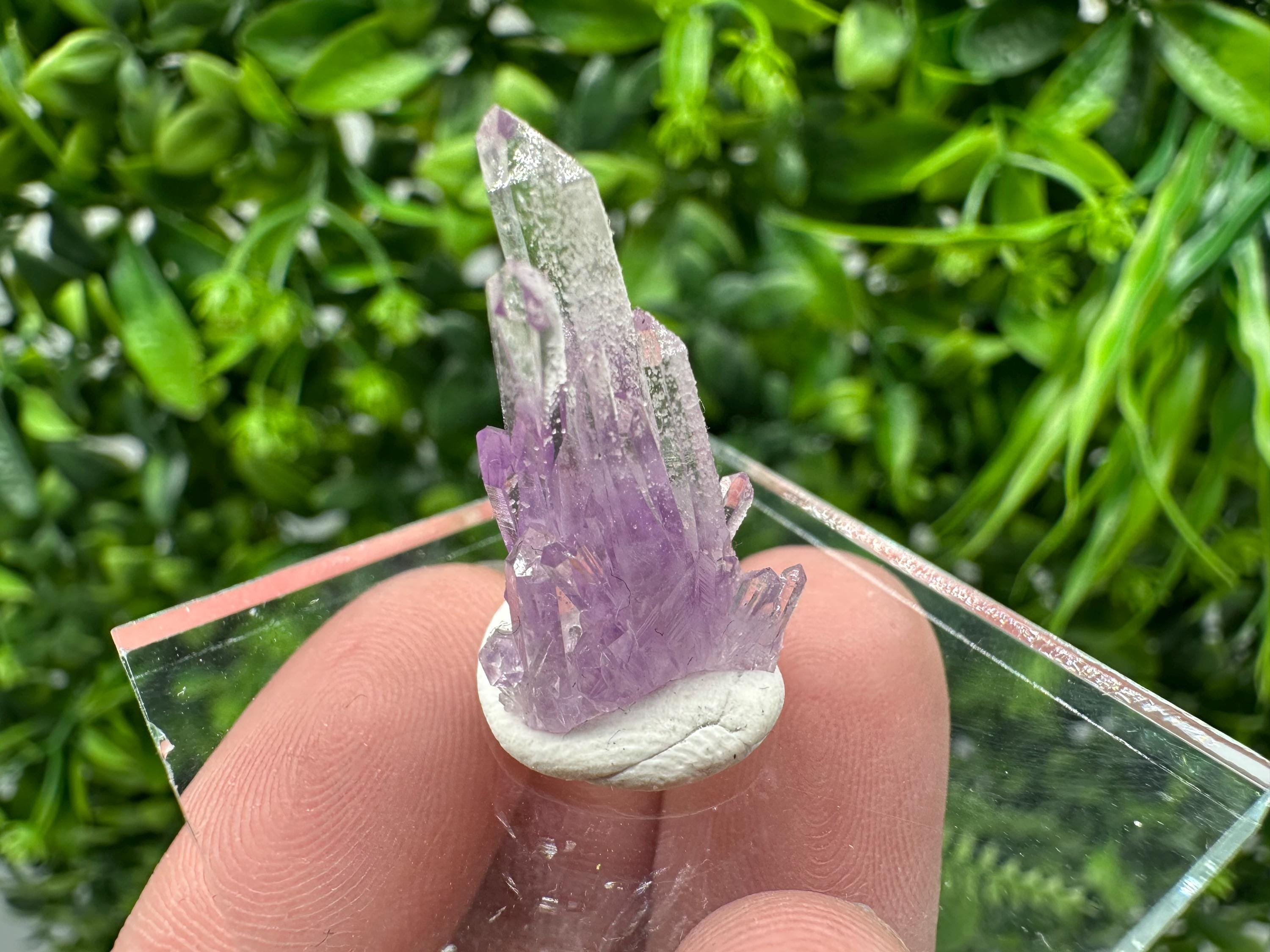 Phantom Amethyst Crystal with Cerussite, Bulgarian Mineral Specimen
