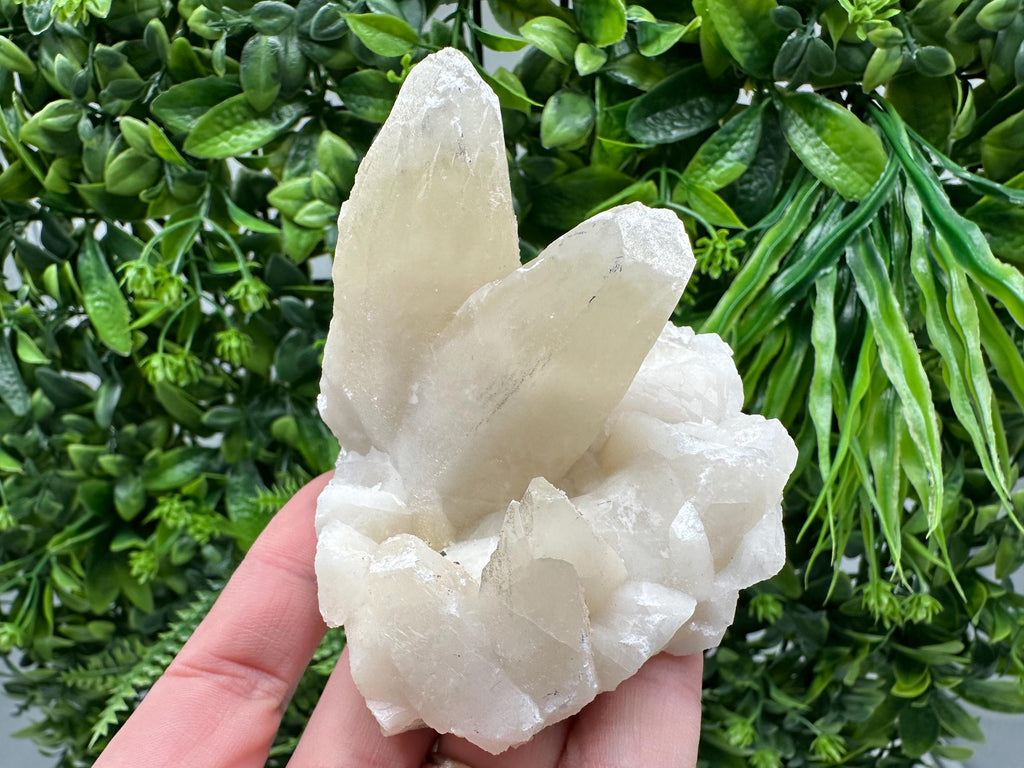 Calcite on Green Quartz: Laki Bulgaria Healing Crystal