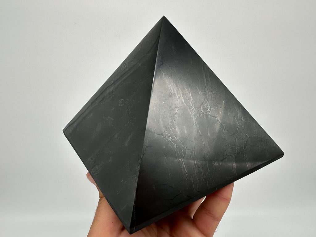 Shungite Crystal Pyramid (15cm): EMF & 5G Protection