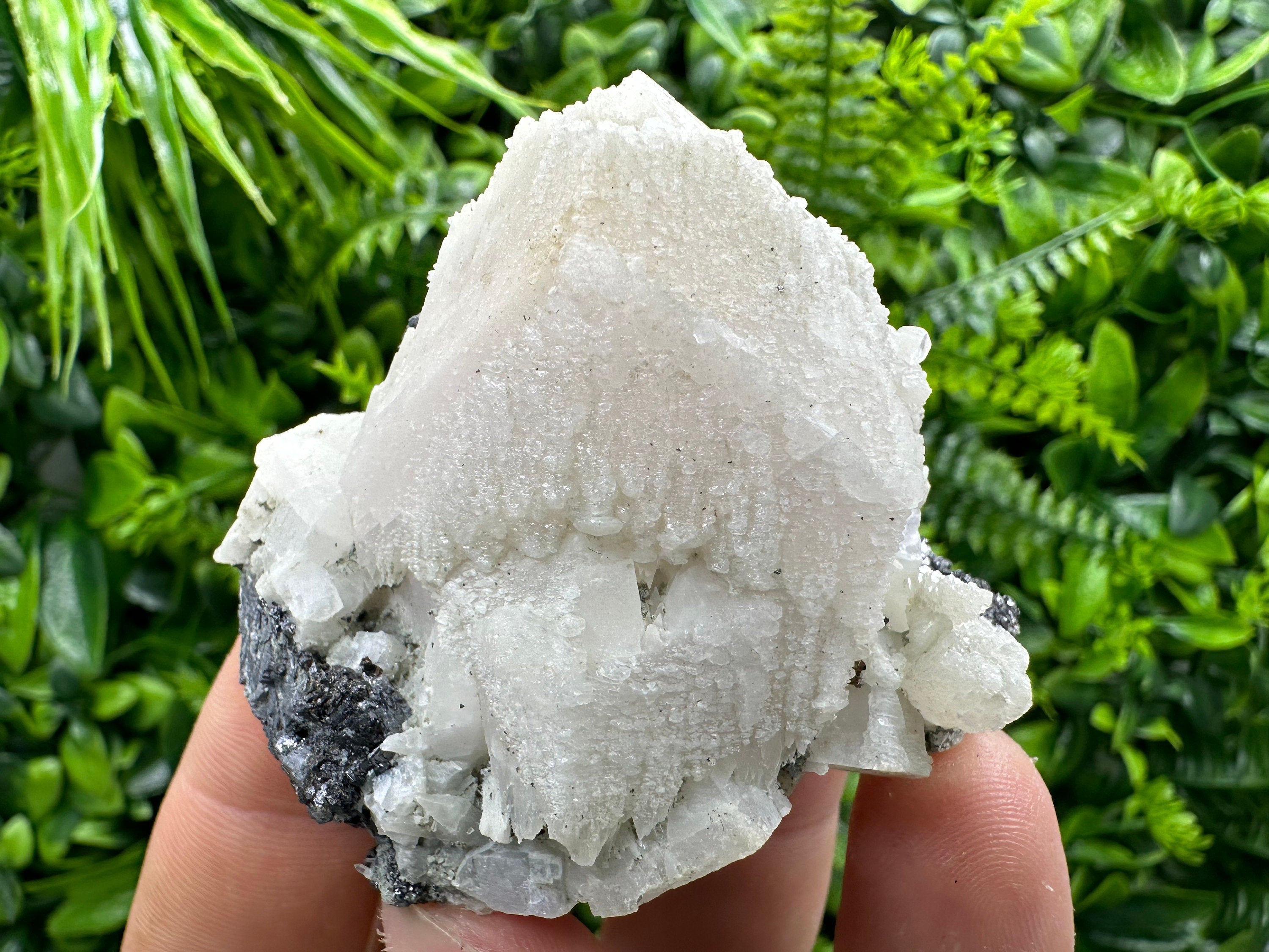 Calcite on Galena Mineral Specimen, Bulgaria Crystal Decor