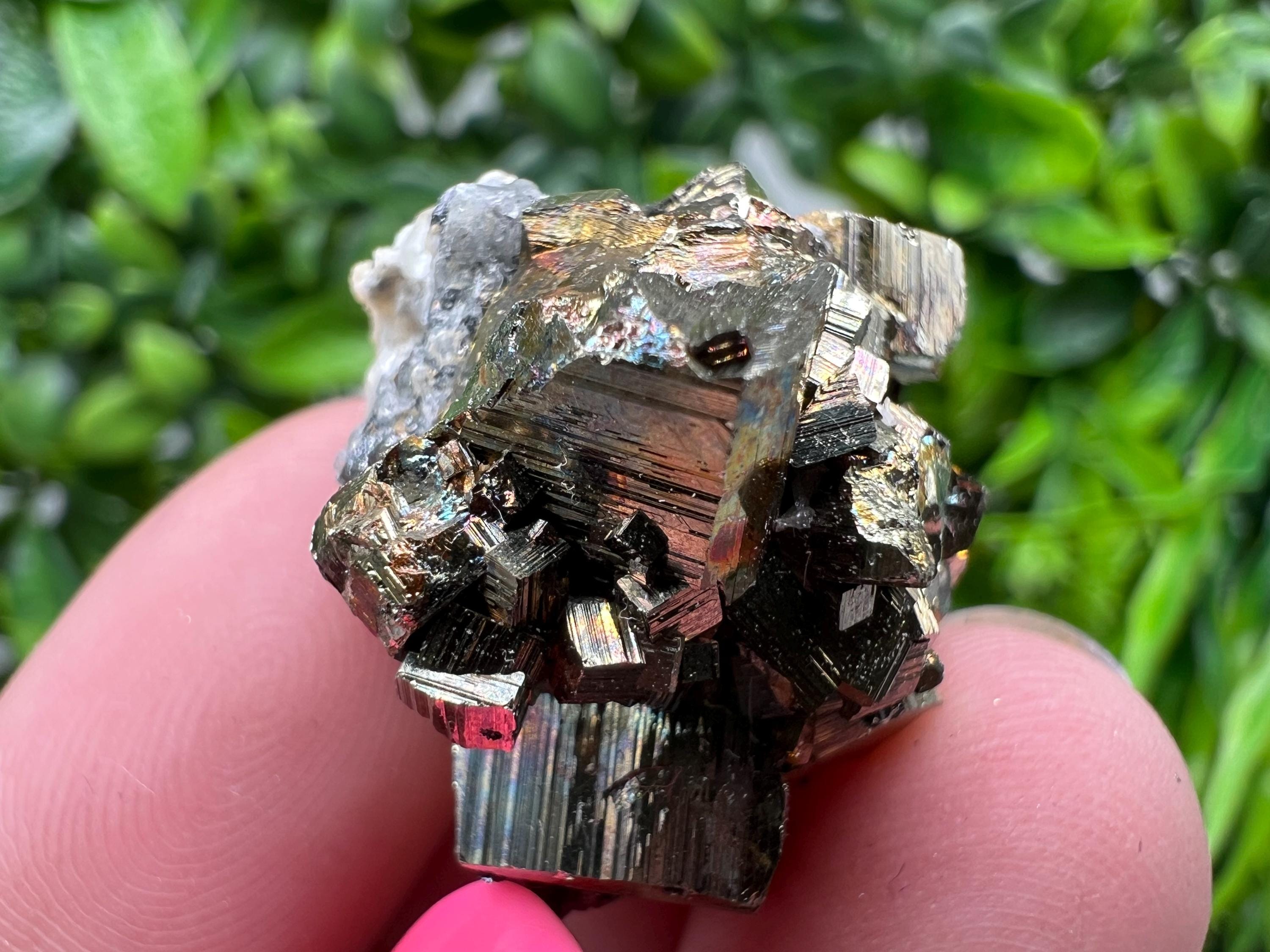 Rainbow Pyrite with Calcite, Borieva Bulgaria, Crystal Mineral Souvenir