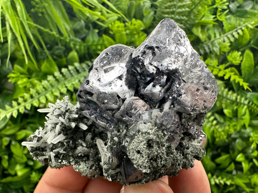 Galena on Sphalerite and Quartz: Borieva Mine Crystal Decor