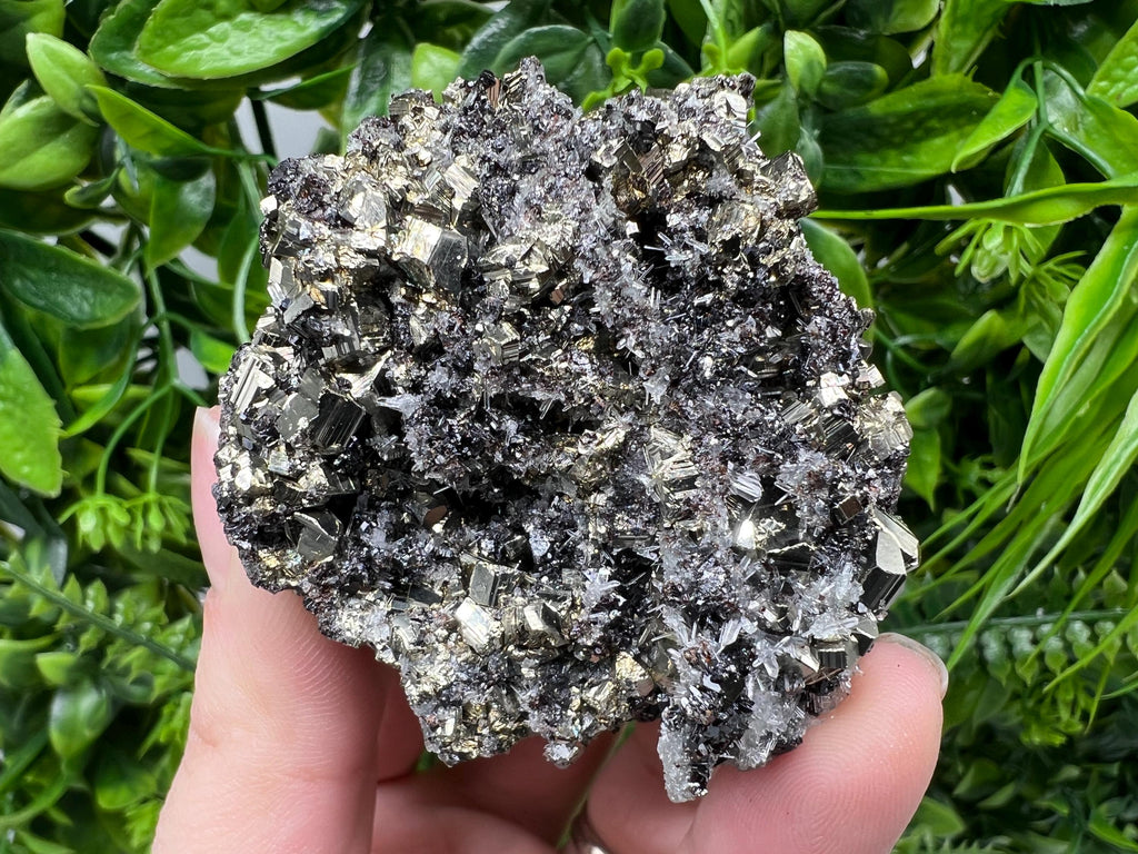 Pyrite on Sphalerite, Quartz Mineral Specimen, Bulgaria Home Decor Stone