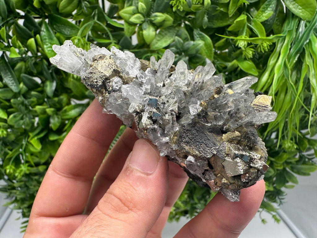 Stunning Chalcopyrite on Quartz,Chlorite From Djurcovo mine,Laki,Bulgaria,Natural,Collection mineral specimen,Home decor stone,Collection
