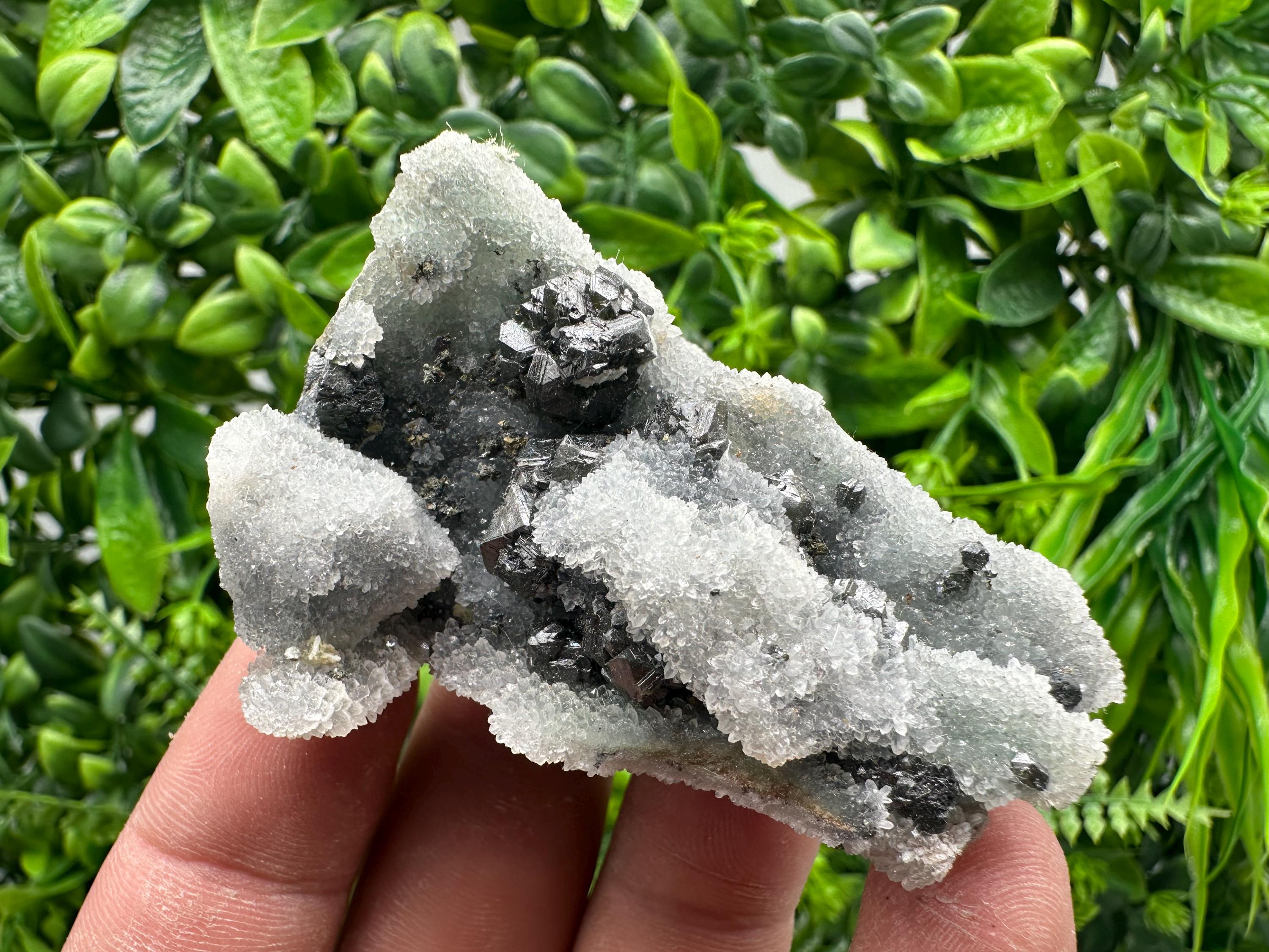 Sphalerite on Green Chalcedony, Krushev Dol Mineral Specimen