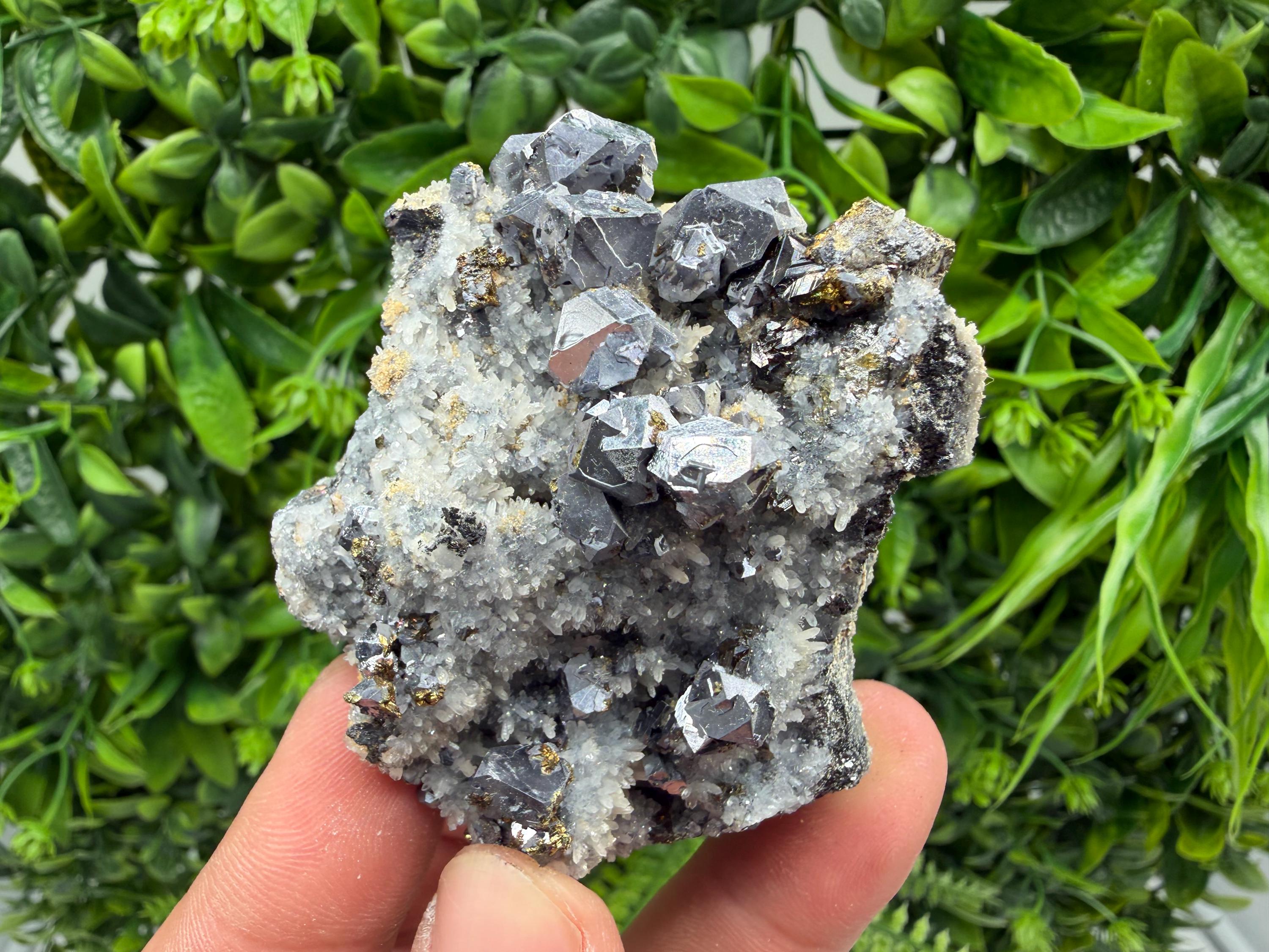 Sphalerite Cleiopfane on Quartz Mineral Specimen, Krushev Dol Mine, Bulgaria Home Decor Stone