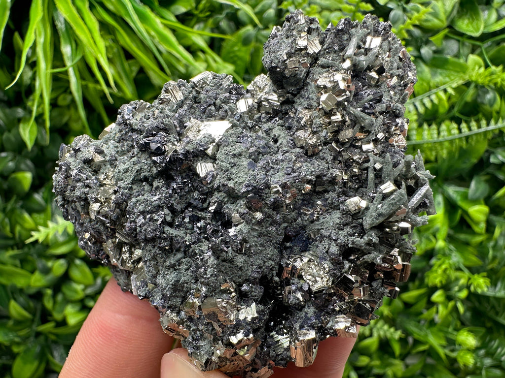 Pyrite Sphalerite on Quartz with Chlorite, Bulgaria Mineral Specimen