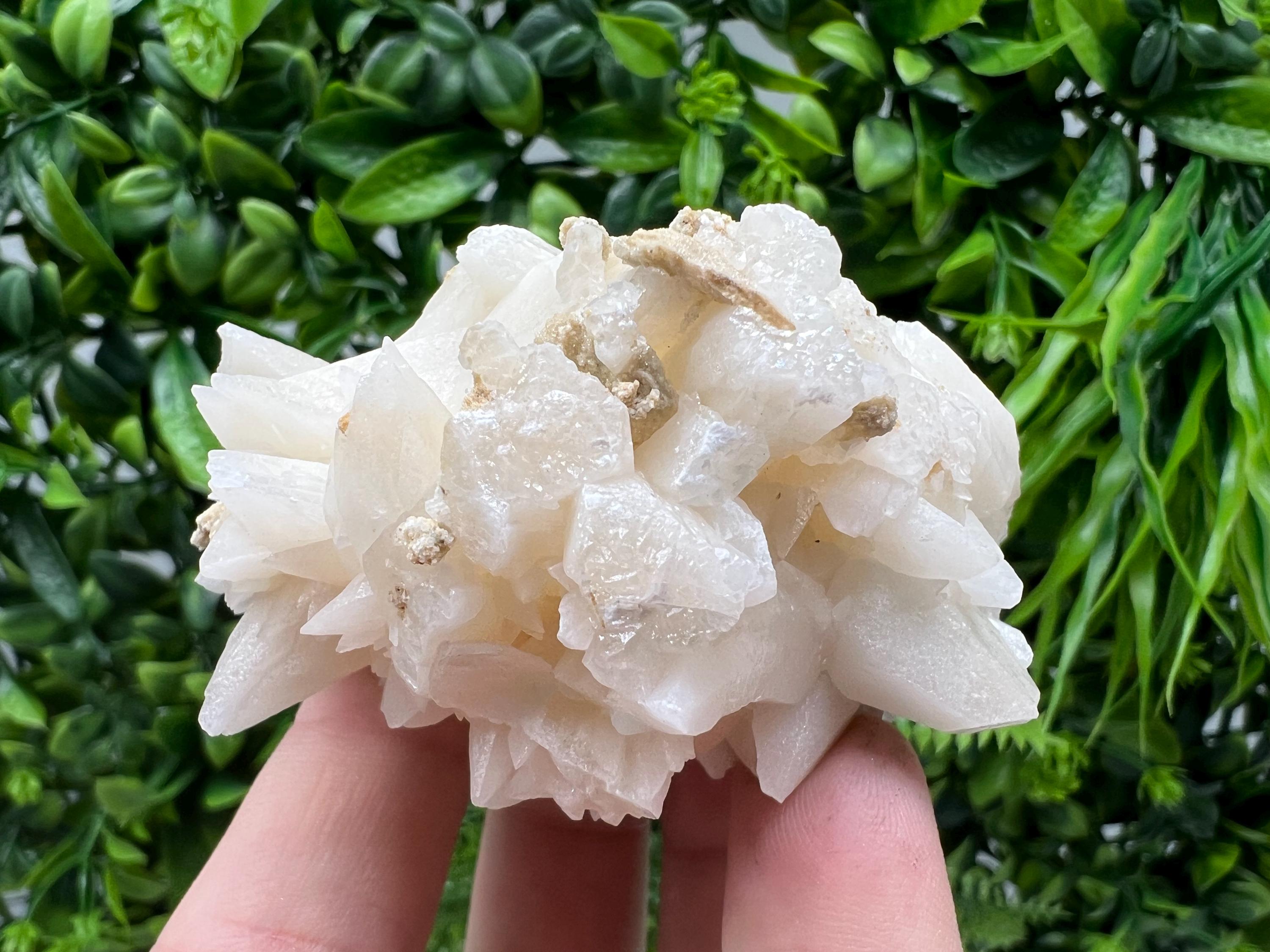 Calcite on Green Quartz: Djurcovo Mine, Bulgaria Healing Crystal