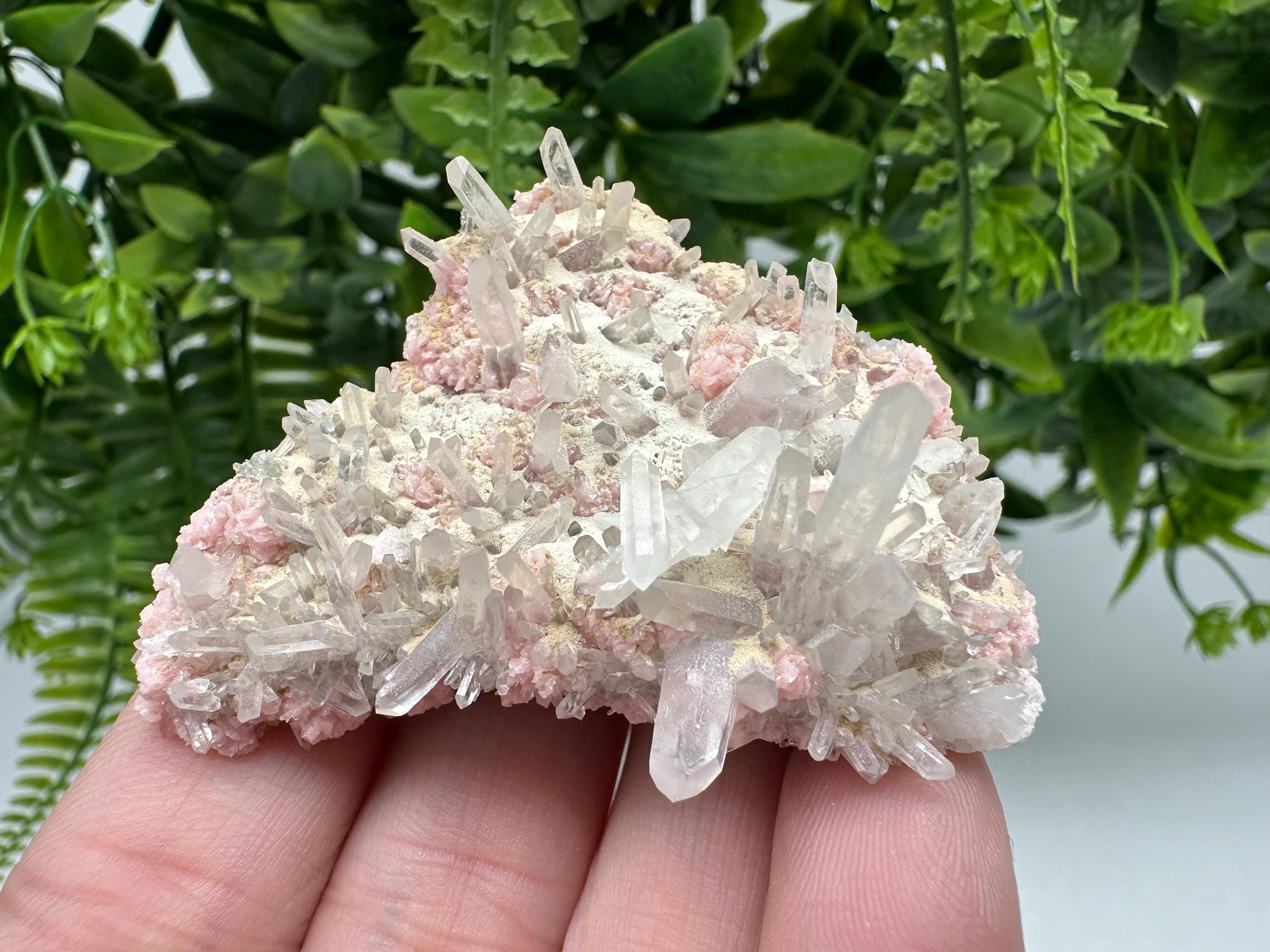 Rhodochrosite with Quartz Crystals, Starnica Mine, Bulgaria