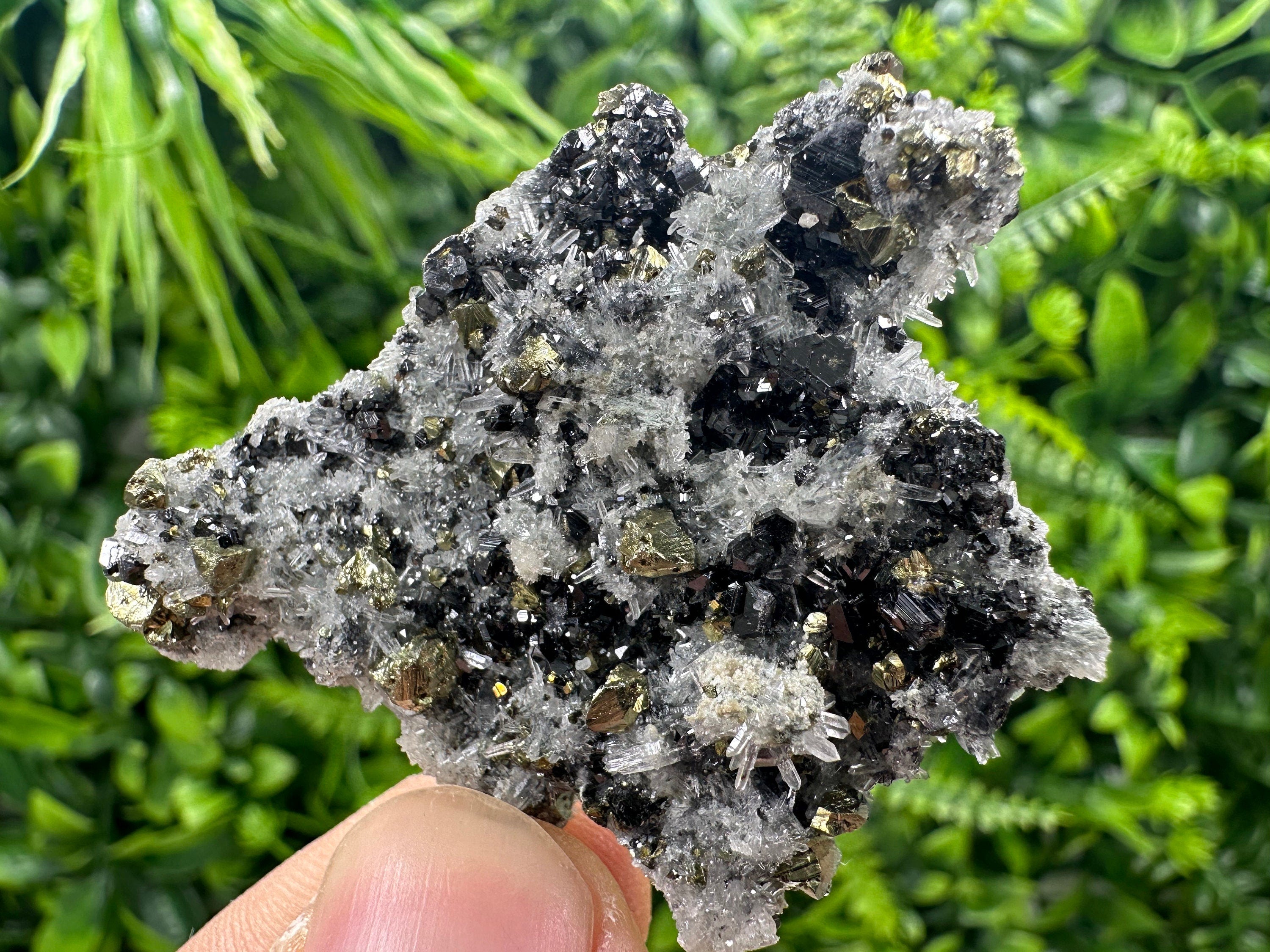 Chalcopyrite Galena Sphalerite on Quartz, Bulgaria Crystal Decor