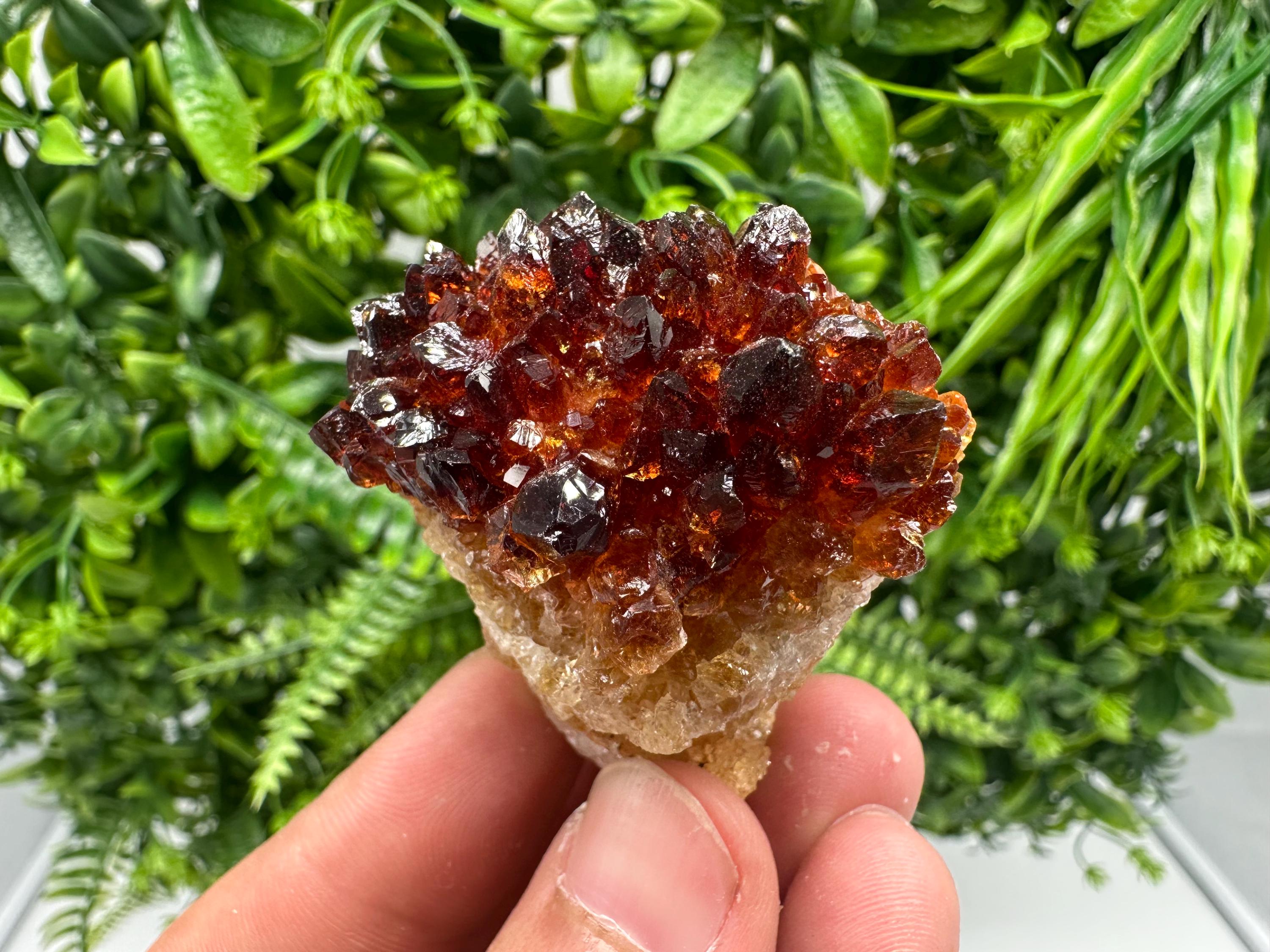 Citrine Crystal Cluster with Hematite Inclusions: Natural Phantom Mineral