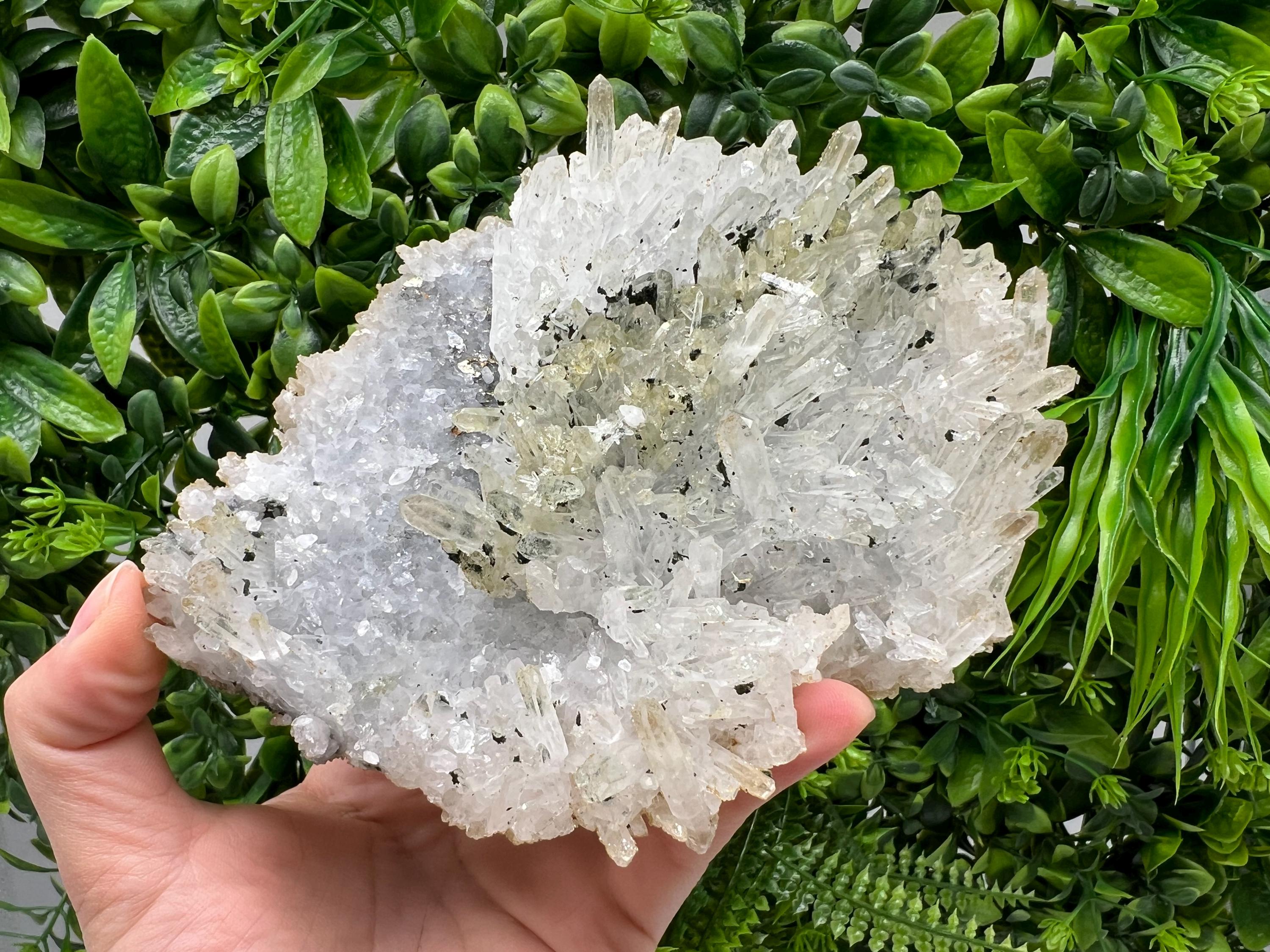 Lovely specimen Green Quartz inclusions Chlorite and Sphalerite/ Natural minerals/ Souvenir crystal gift minerals famous 9th September/Madan