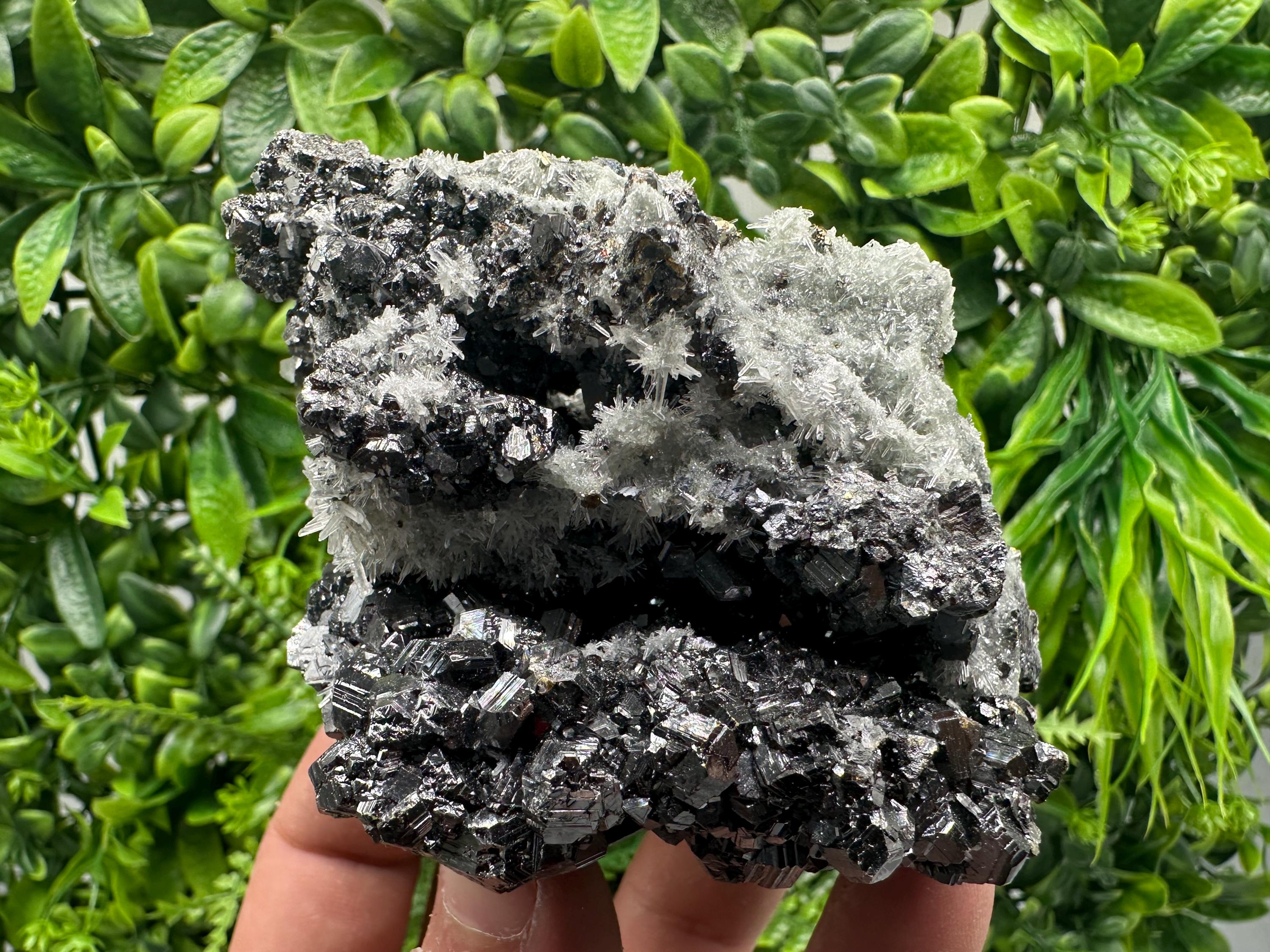 Sphalerite on Green Quartz, Borieva Mine Mineral Specimen
